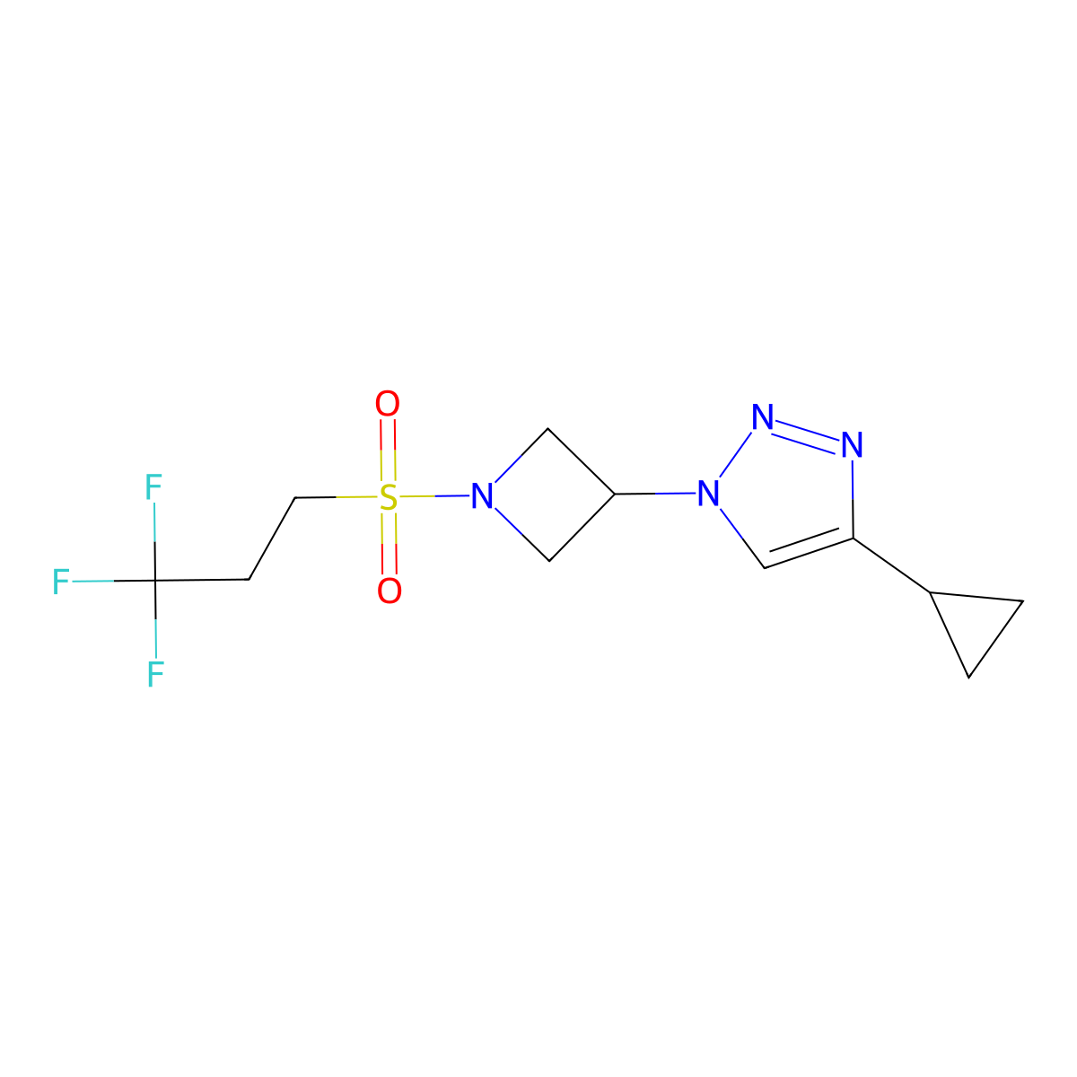 4-cyclopropyl-1-(1-((3,3,3-trifluoropropyl)sulfonyl)azetidin-3-yl)-1H-1,2,3-triazole molecular structure, CAS 2097859-01-1