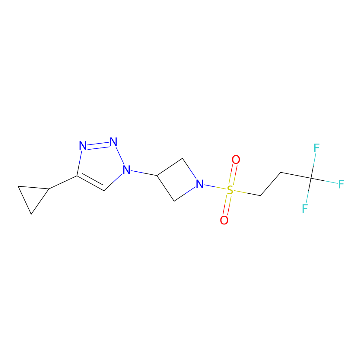 4-cyclopropyl-1-(1-((3,3,3-trifluoropropyl)sulfonyl)azetidin-3-yl)-1H-1,2,3-triazole molecular structure, CAS 2097859-01-1