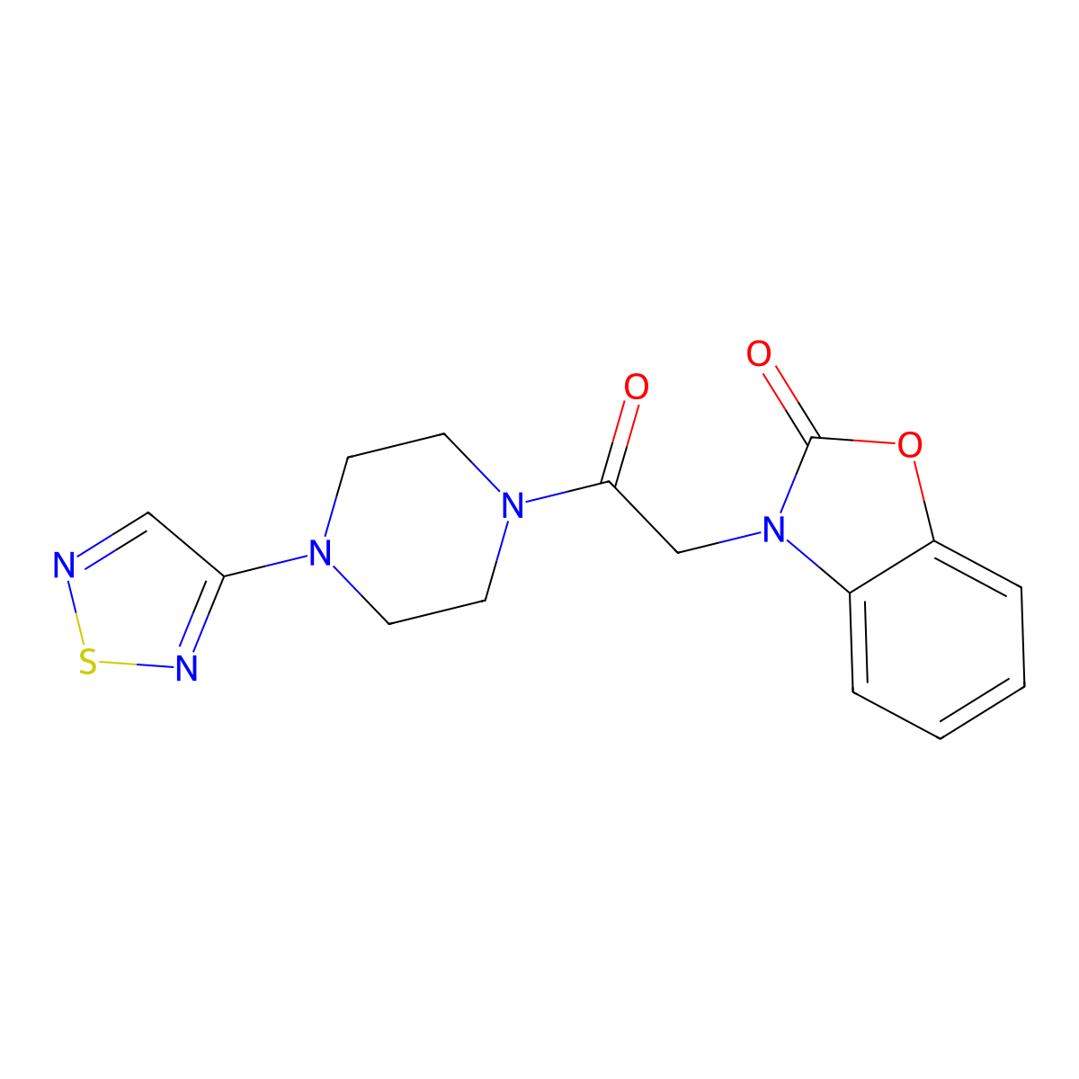 3-{2-Oxo-2-[4-(1,2,5-thiadiazol-3-yl)piperazin-1-yl]ethyl}-2,3-dihydro-1,3-benzoxazol-2-one molecular structure, CAS 2097859-12-4