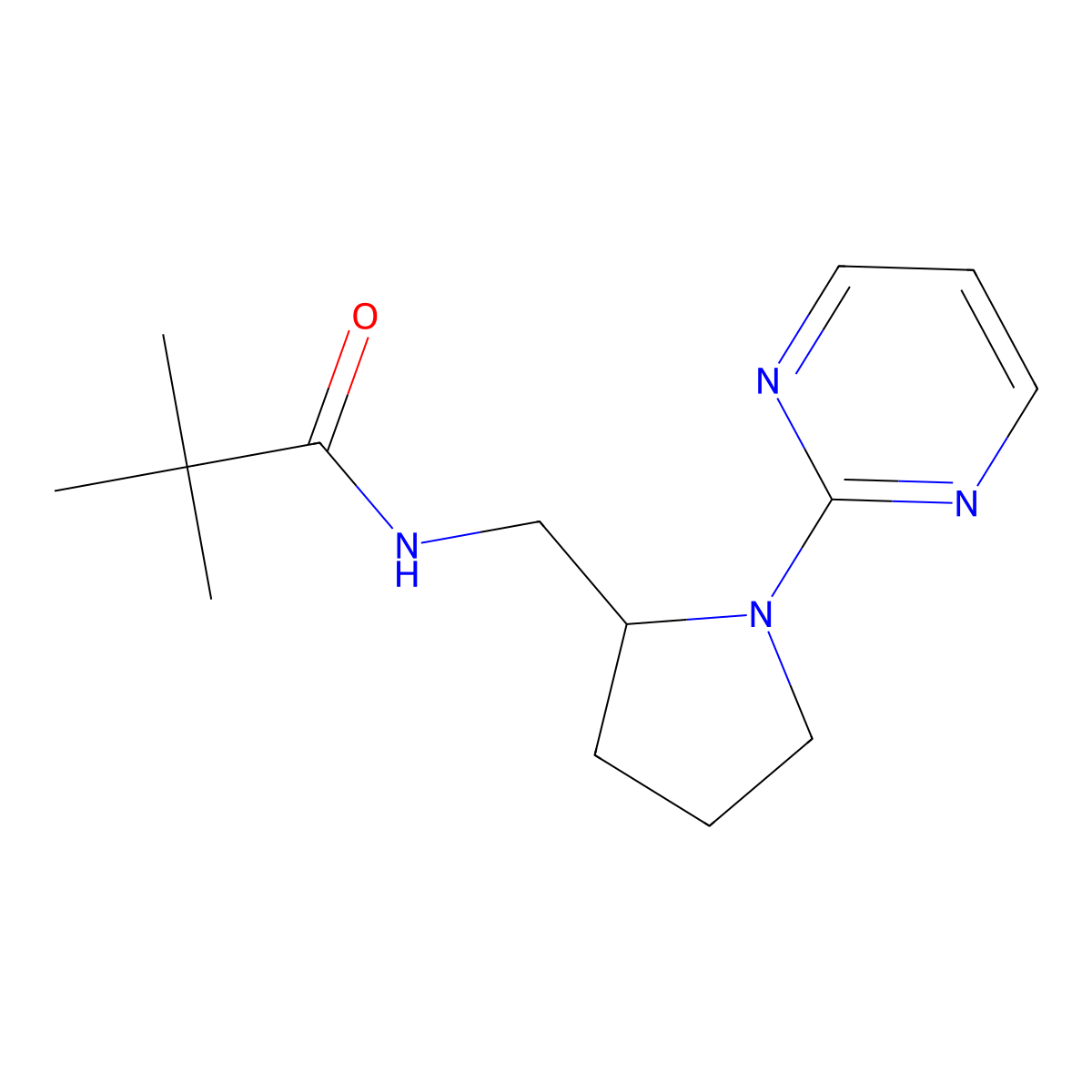 2,2-dimethyl-N-{[1-(pyrimidin-2-yl)pyrrolidin-2-yl]methyl}propanamide molecular structure, CAS 2097859-22-6
