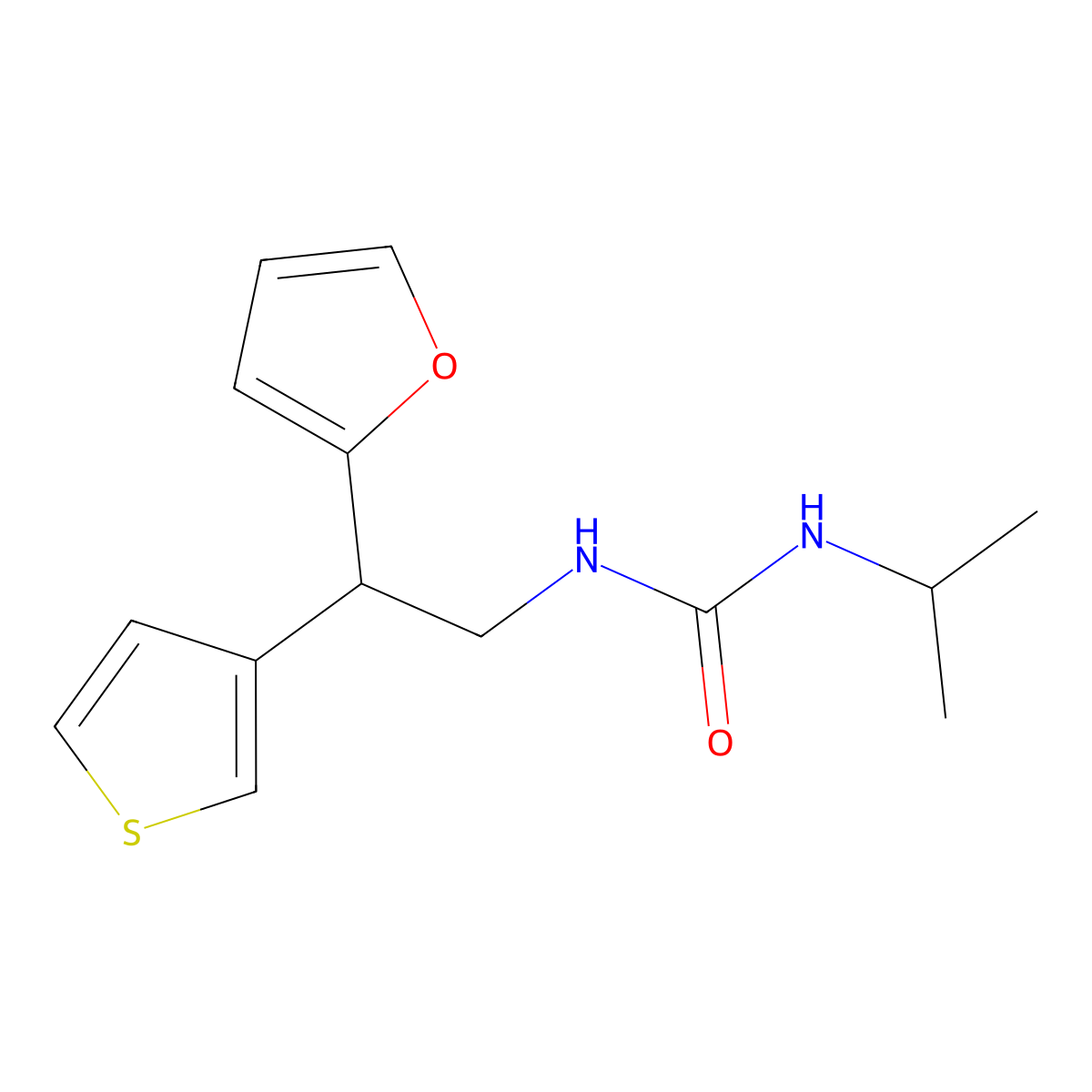 1-[2-(Furan-2-yl)-2-(thiophen-3-yl)ethyl]-3-(propan-2-yl)urea molecular structure, CAS 2097859-29-3