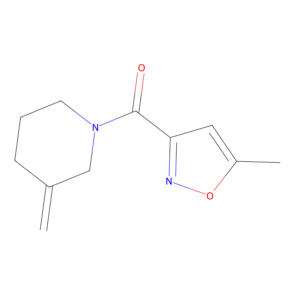 1-(5-Methyl-1,2-oxazole-3-carbonyl)-3-methylidenepiperidine molecular structure, CAS 2097859-31-7