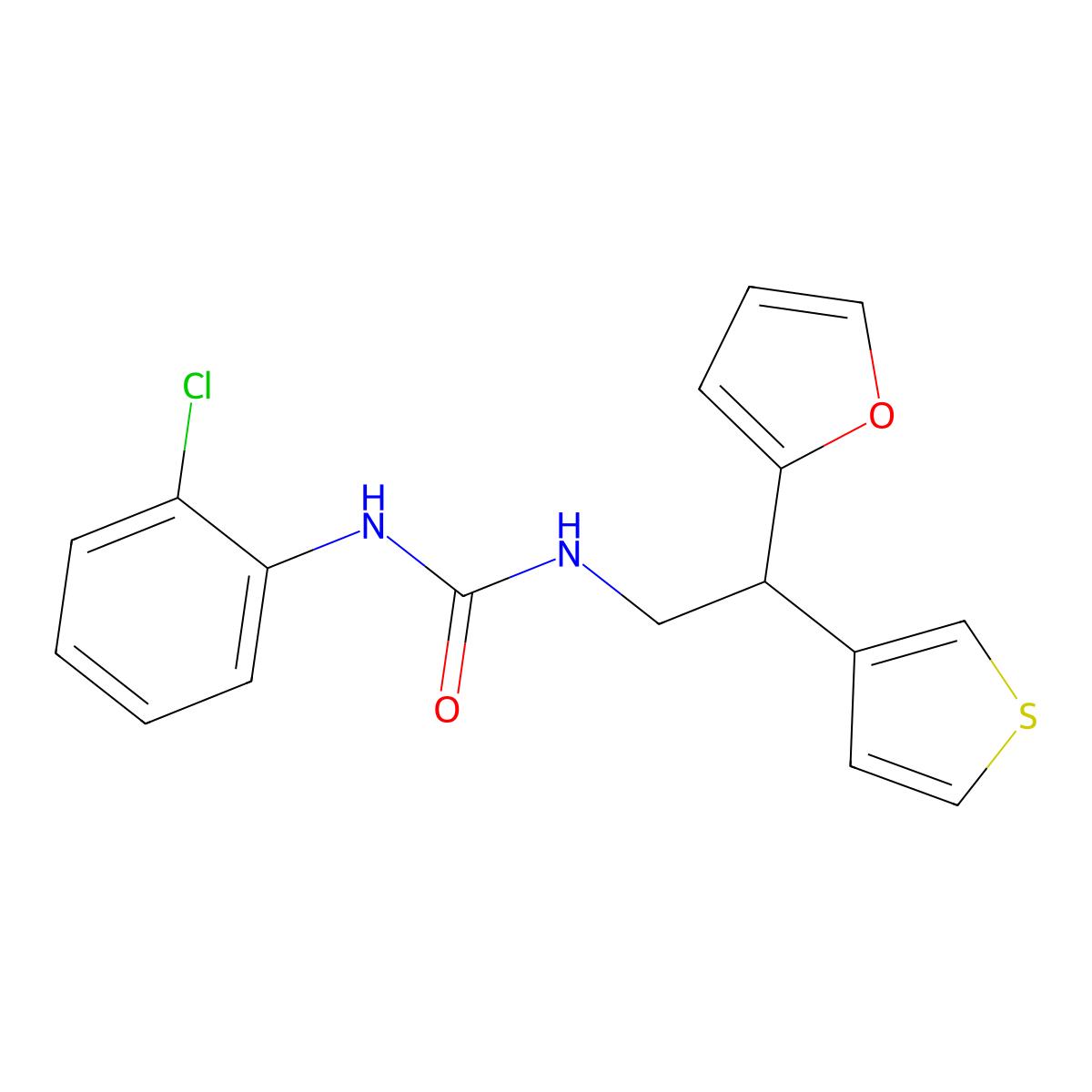 1-(2-Chlorophenyl)-3-[2-(furan-2-yl)-2-(thiophen-3-yl)ethyl]urea molecular structure, CAS 2097859-33-9
