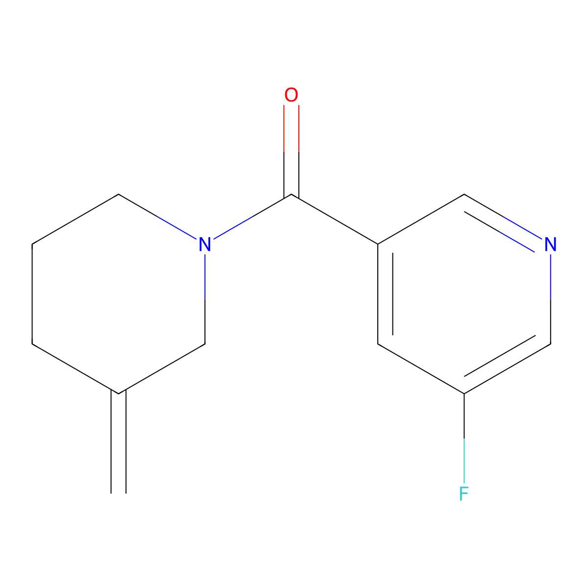 3-Fluoro-5-(3-methylidenepiperidine-1-carbonyl)pyridine molecular structure, CAS 2097859-34-0