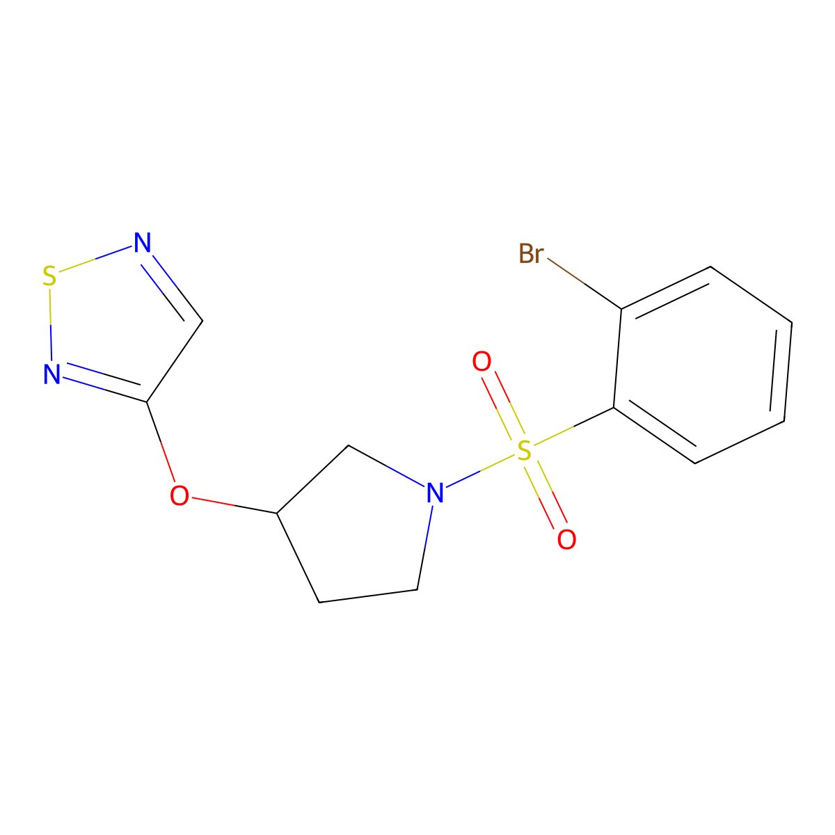 3-{[1-(2-Bromobenzenesulfonyl)pyrrolidin-3-yl]oxy}-1,2,5-thiadiazole molecular structure, CAS 2097859-37-3