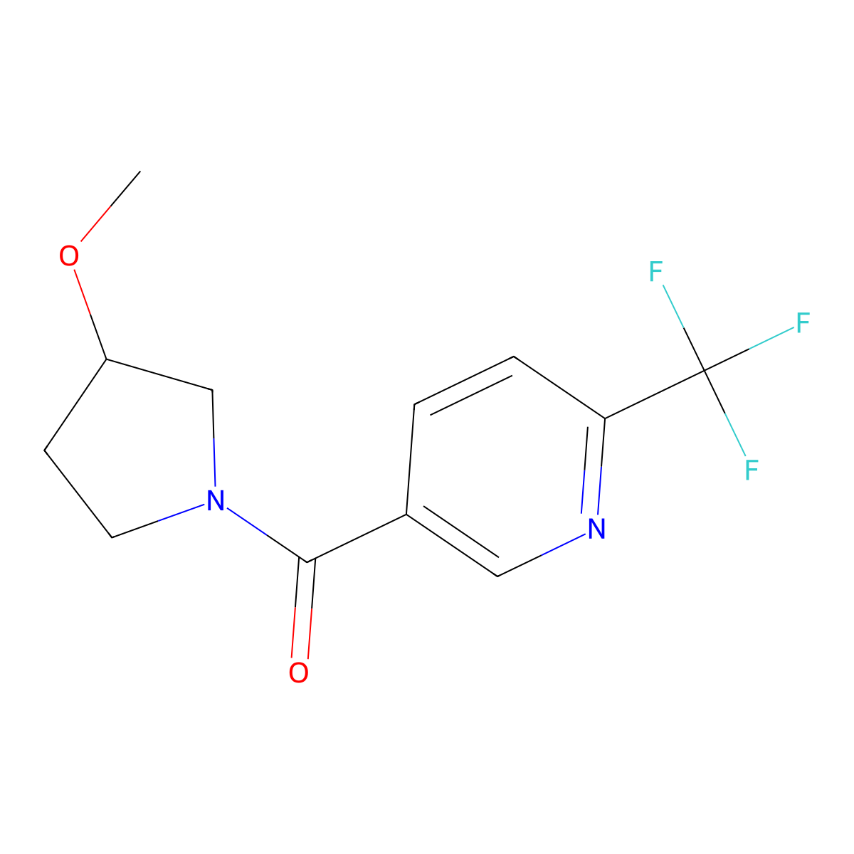 5-(3-Methoxypyrrolidine-1-carbonyl)-2-(trifluoromethyl)pyridine molecular structure, CAS 2097859-45-3