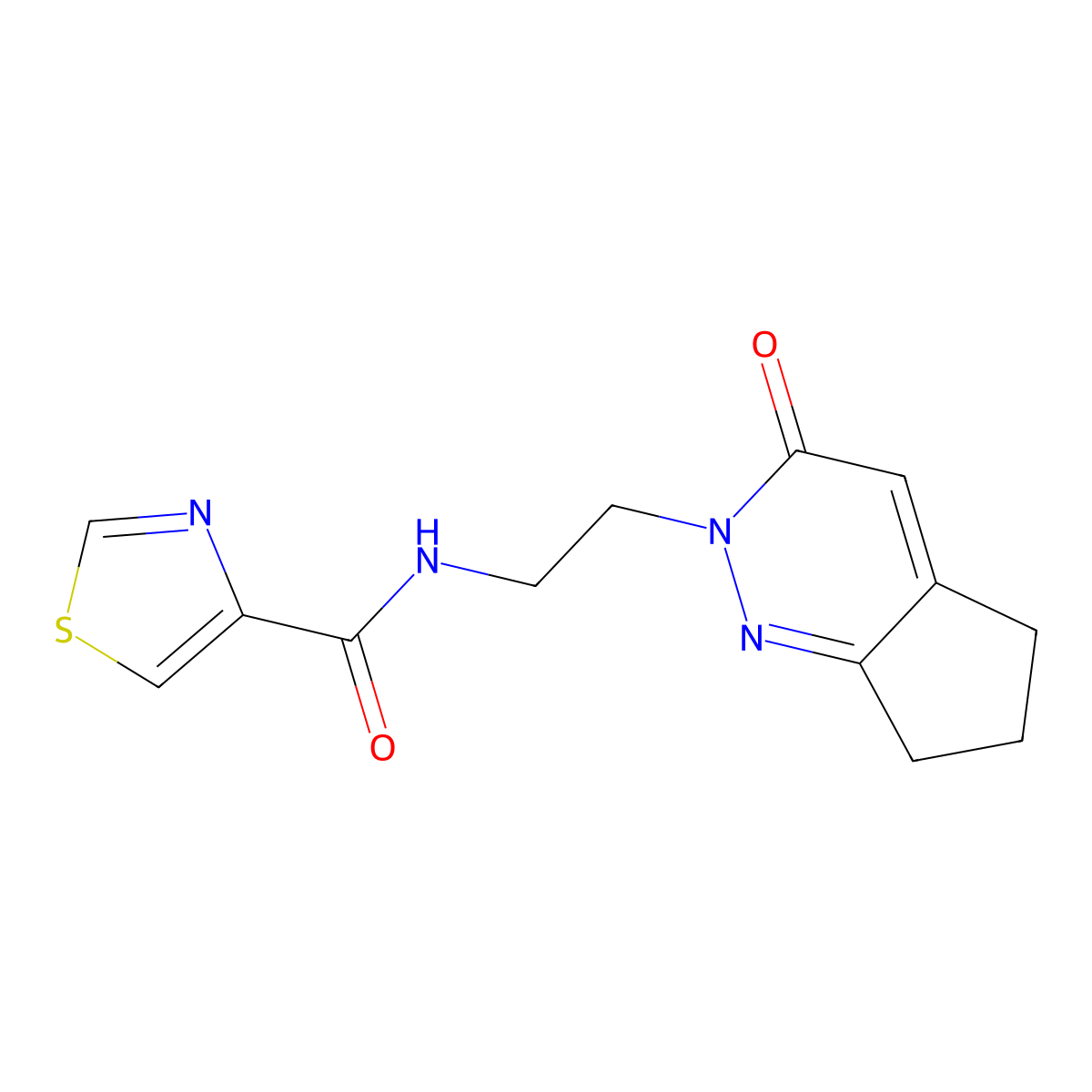 N-(2-(3-oxo-3,5,6,7-tetrahydro-2H-cyclopenta[c]pyridazin-2-yl)ethyl)thiazole-4-carboxamide molecular structure, CAS 2097859-46-4