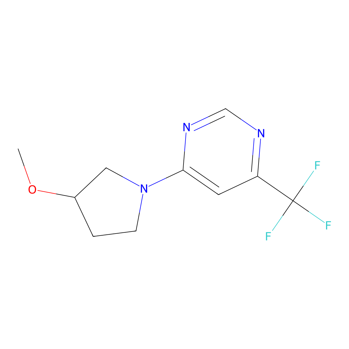 4-(3-Methoxypyrrolidin-1-yl)-6-(trifluoromethyl)pyrimidine molecular structure, CAS 2097859-47-5