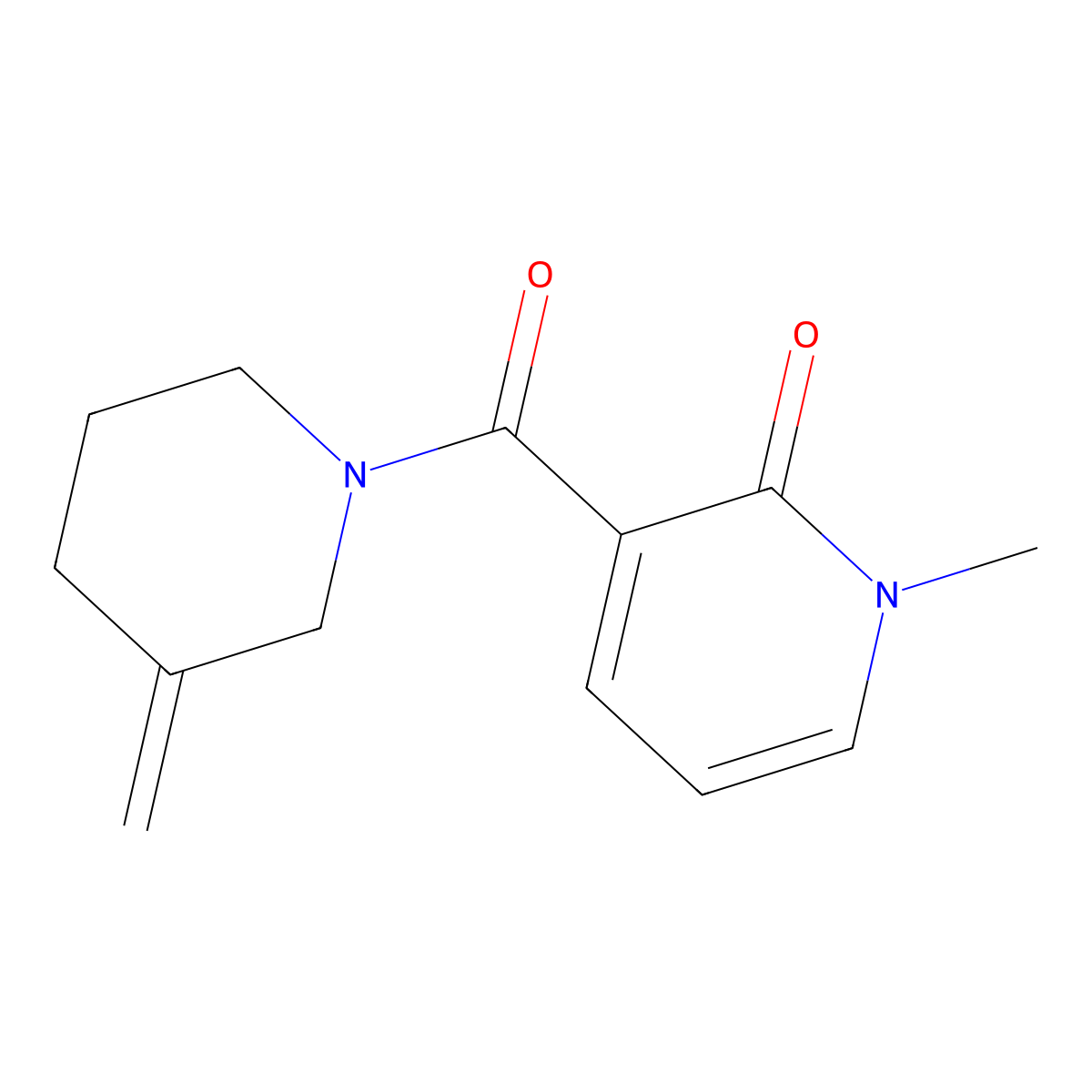 1-Methyl-3-(3-methylidenepiperidine-1-carbonyl)-1,2-dihydropyridin-2-one molecular structure, CAS 2097859-48-6