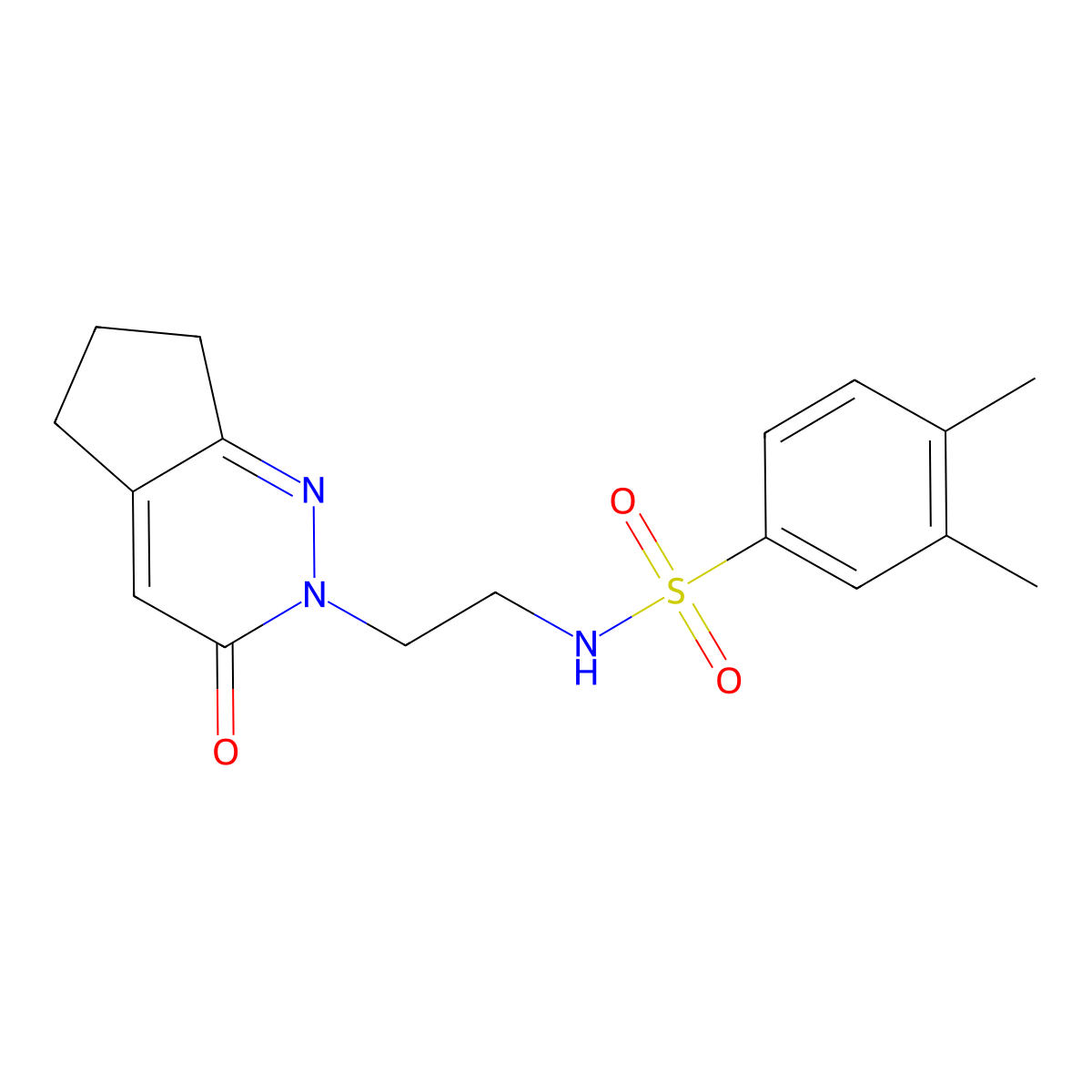 3,4-dimethyl-N-(2-(3-oxo-3,5,6,7-tetrahydro-2H-cyclopenta[c]pyridazin-2-yl)ethyl)benzenesulfonamide molecular structure, CAS 2097859-50-0