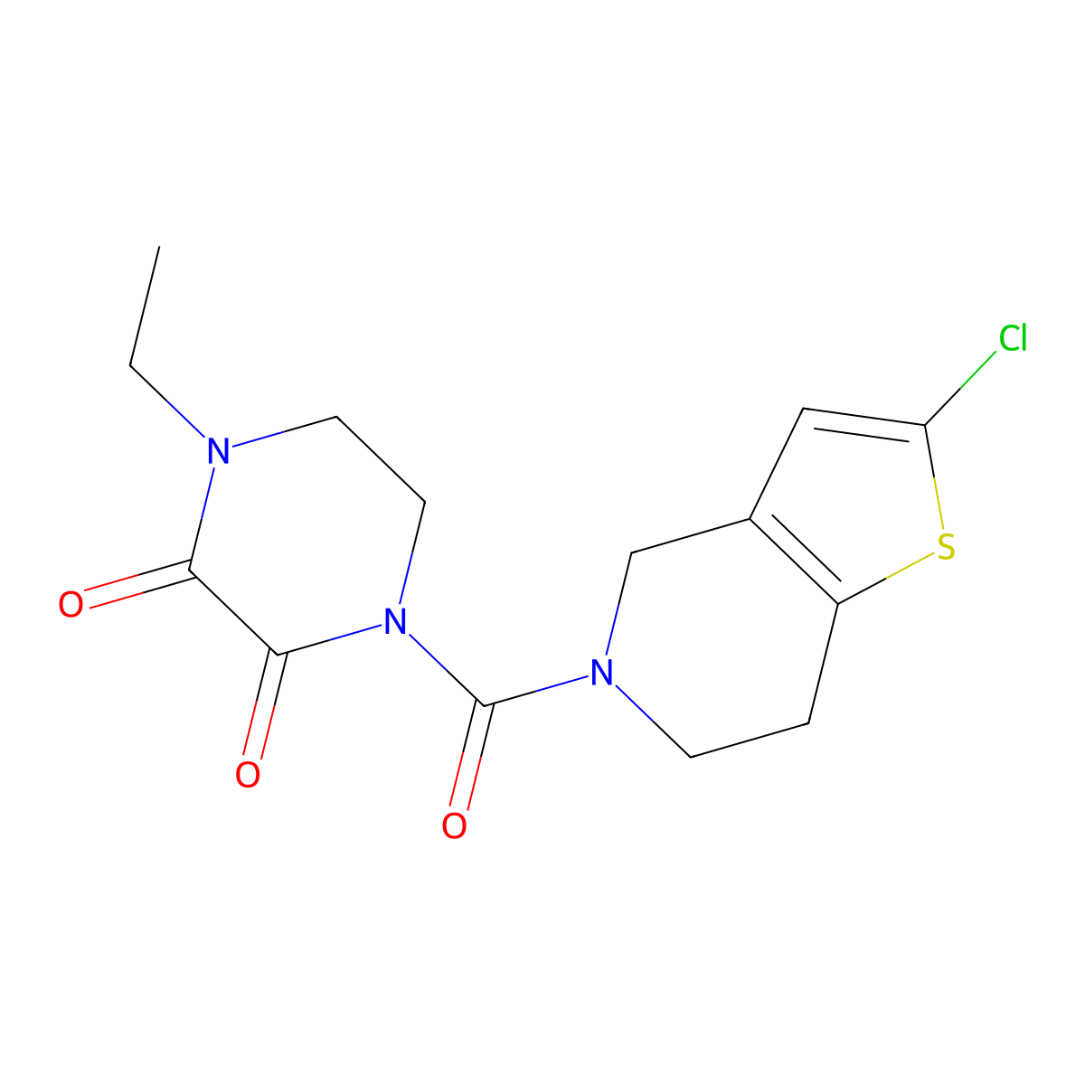 1-{2-chloro-4H,5H,6H,7H-thieno[3,2-c]pyridine-5-carbonyl}-4-ethylpiperazine-2,3-dione molecular structure, CAS 2097859-51-1