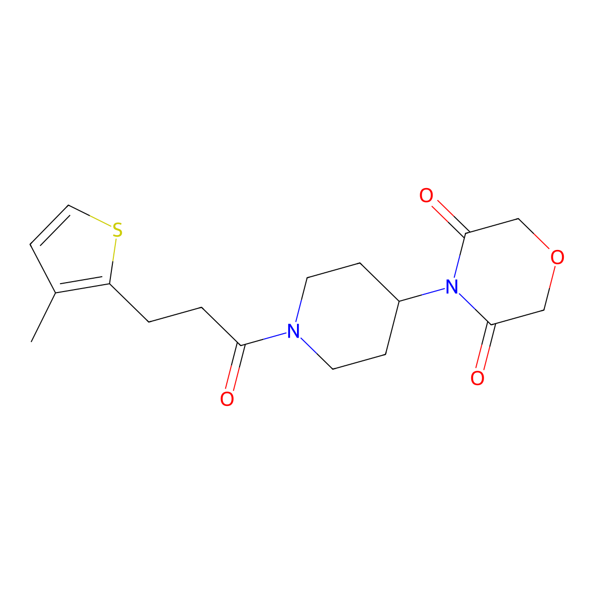 4-{1-[3-(3-Methylthiophen-2-yl)propanoyl]piperidin-4-yl}morpholine-3,5-dione molecular structure, CAS 2097859-57-7