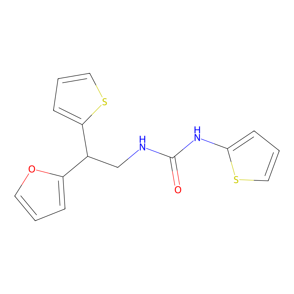 1-[2-(Furan-2-yl)-2-(thiophen-2-yl)ethyl]-3-(thiophen-2-yl)urea molecular structure, CAS 2097859-66-8