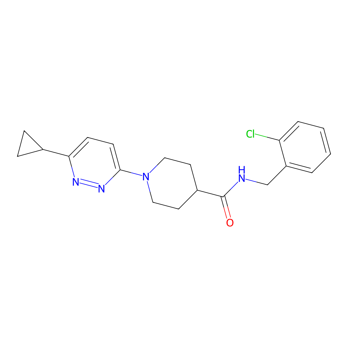 N-[(2-chlorophenyl)methyl]-1-(6-cyclopropylpyridazin-3-yl)piperidine-4-carboxamide molecular structure, CAS 2097859-71-5