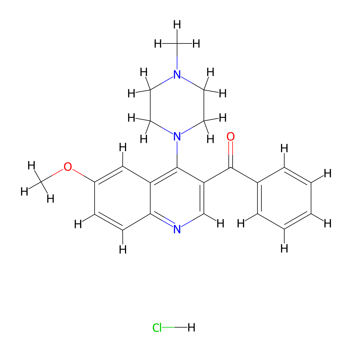 3-Benzoyl-6-methoxy-4-(4-methylpiperazin-1-yl)quinoline hydrochloride molecular structure, CAS 2097859-76-0