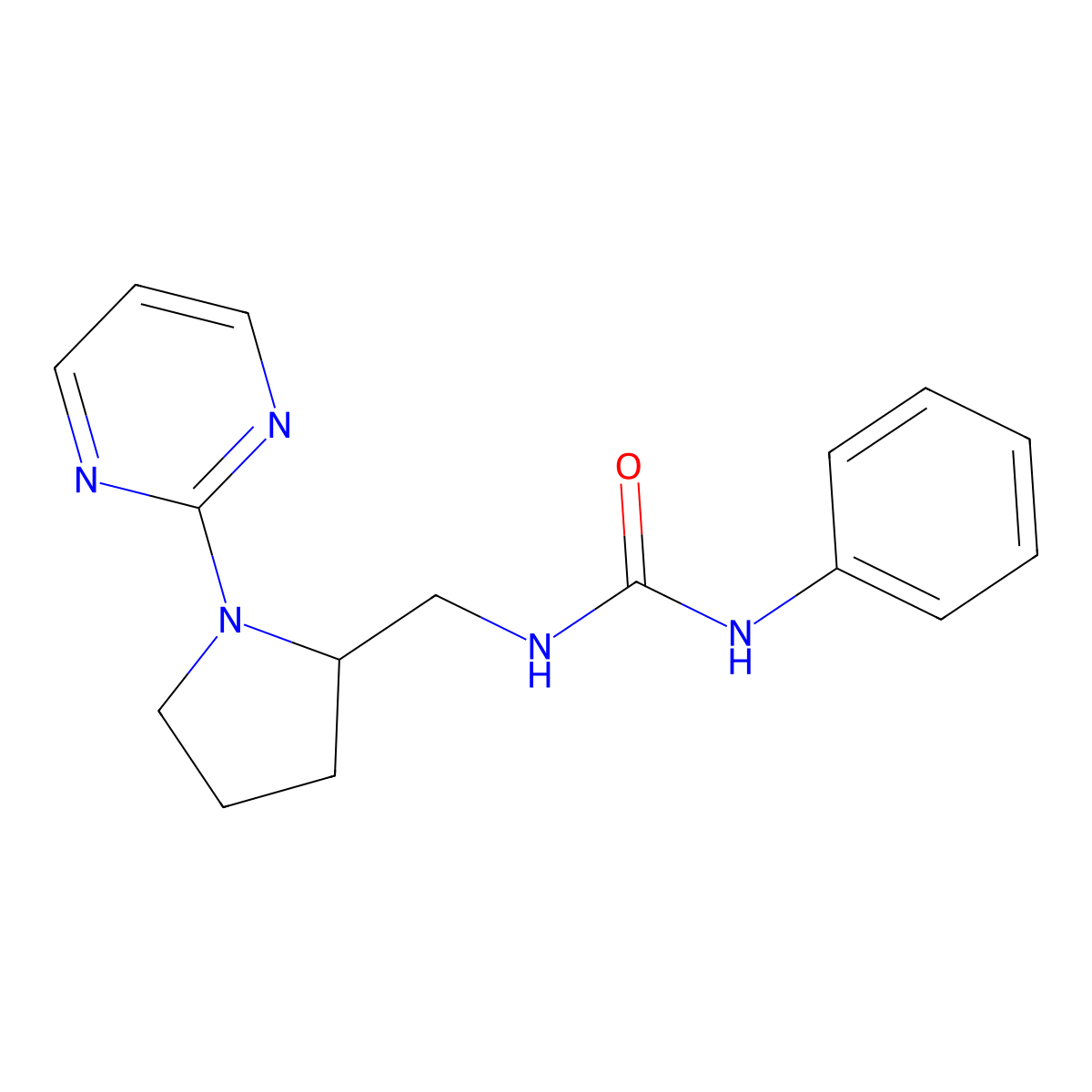 1-Phenyl-3-{[1-(pyrimidin-2-yl)pyrrolidin-2-yl]methyl}urea molecular structure, CAS 2097859-77-1