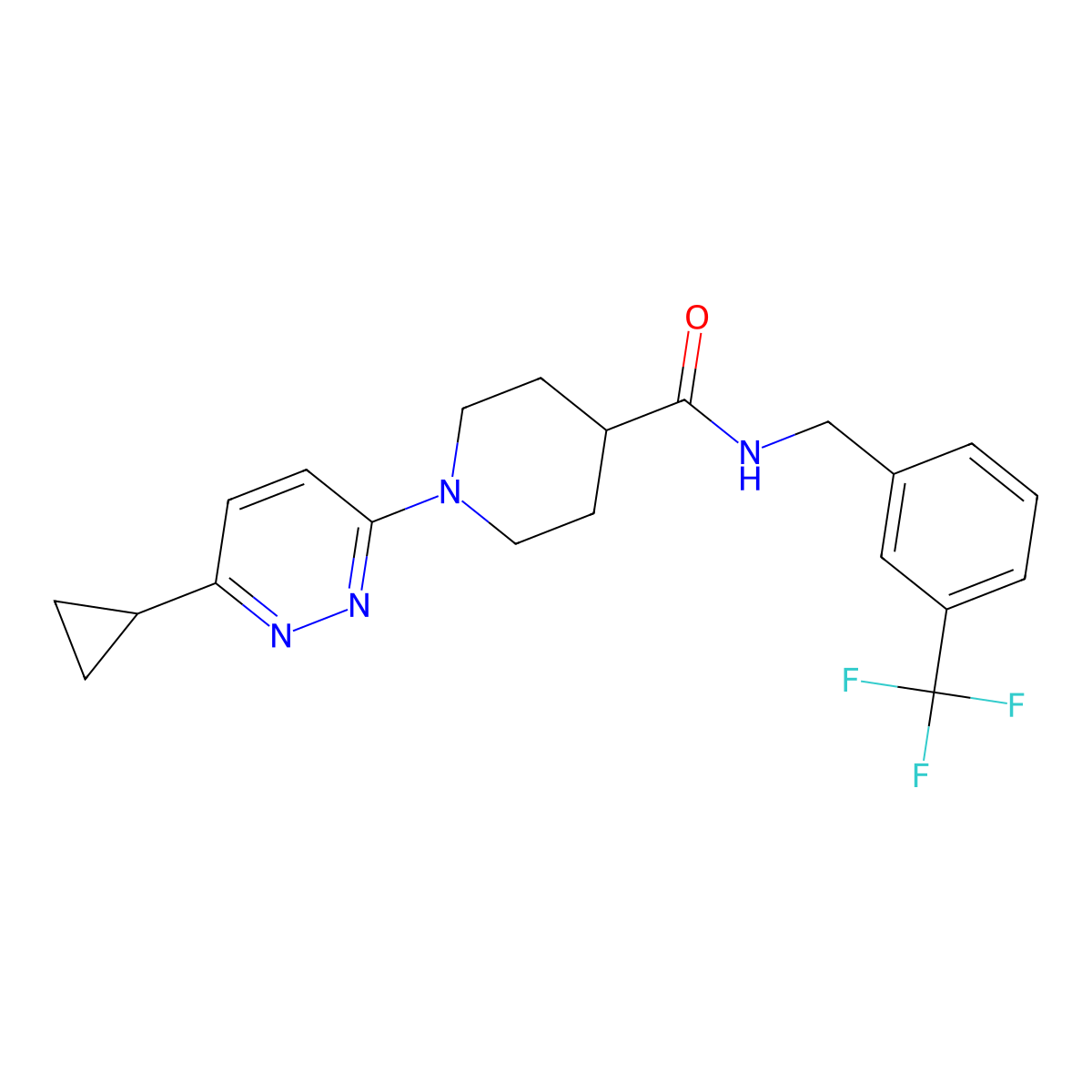 1-(6-cyclopropylpyridazin-3-yl)-N-{[3-(trifluoromethyl)phenyl]methyl}piperidine-4-carboxamide molecular structure, CAS 2097859-81-7