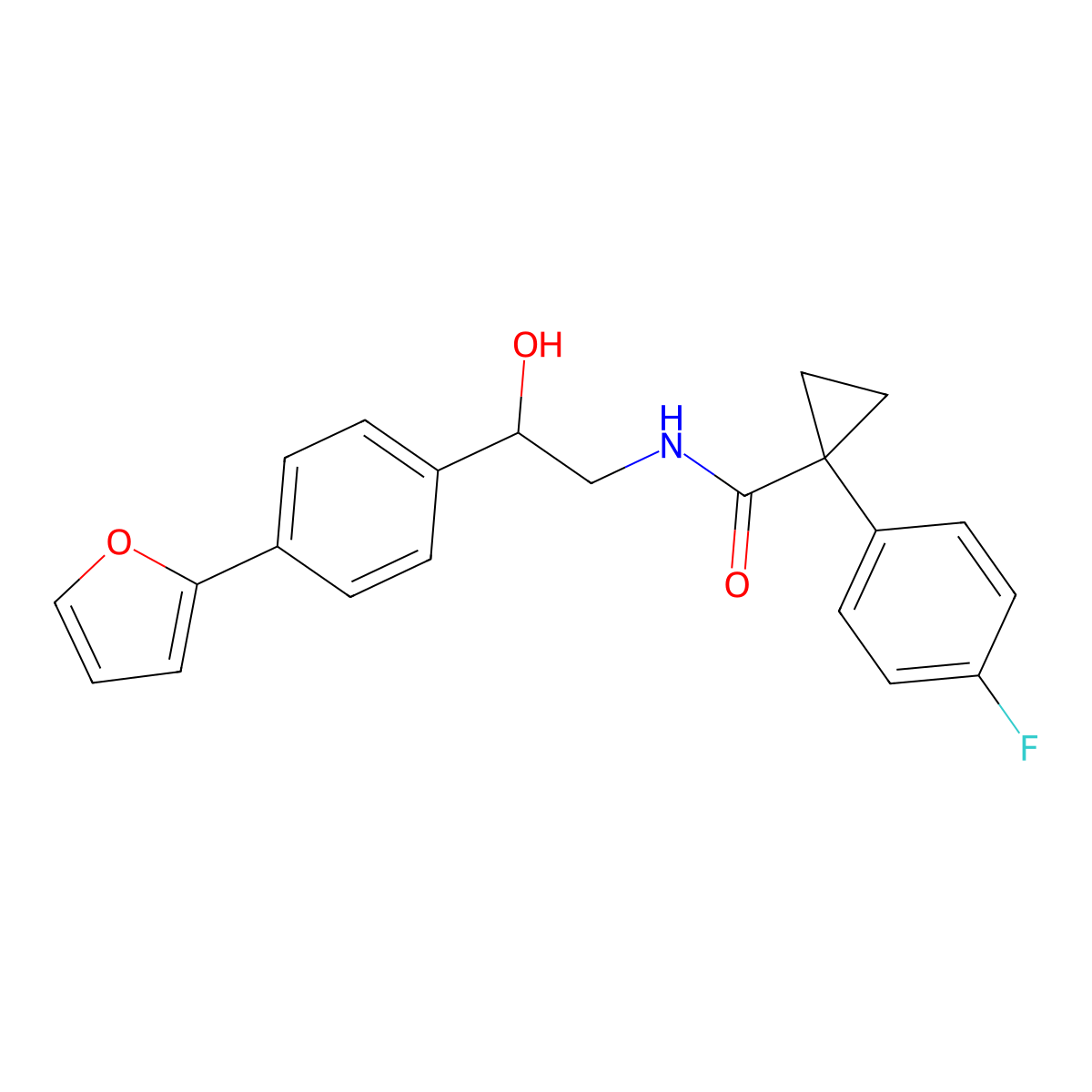 1-(4-fluorophenyl)-N-{2-[4-(furan-2-yl)phenyl]-2-hydroxyethyl}cyclopropane-1-carboxamide molecular structure, CAS 2097859-83-9