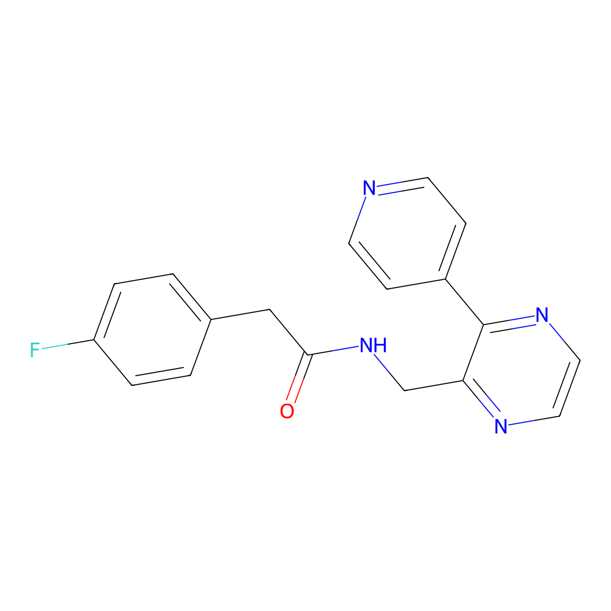 2-(4-fluorophenyl)-N-{[3-(pyridin-4-yl)pyrazin-2-yl]methyl}acetamide molecular structure, CAS 2097859-84-0