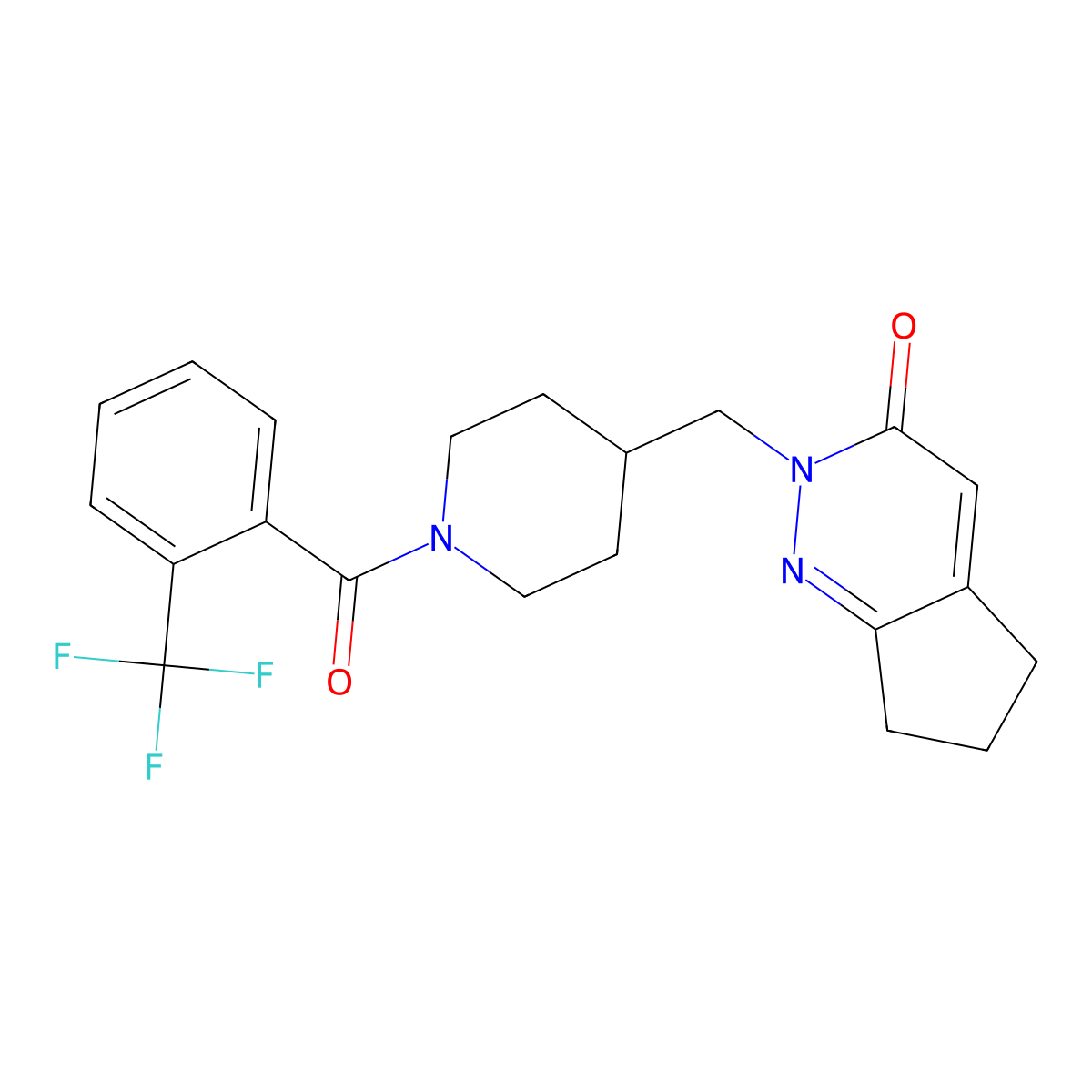 2-({1-[2-(trifluoromethyl)benzoyl]piperidin-4-yl}methyl)-2H,3H,5H,6H,7H-cyclopenta[c]pyridazin-3-one molecular structure, CAS 2097859-87-3