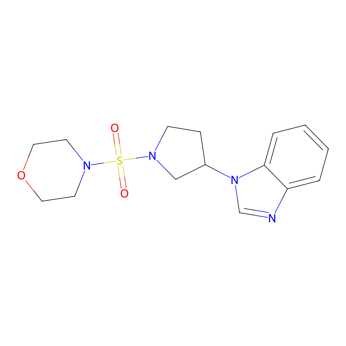 4-((3-(1H-benzo[d]imidazol-1-yl)pyrrolidin-1-yl)sulfonyl)morpholine molecular structure, CAS 2097859-89-5
