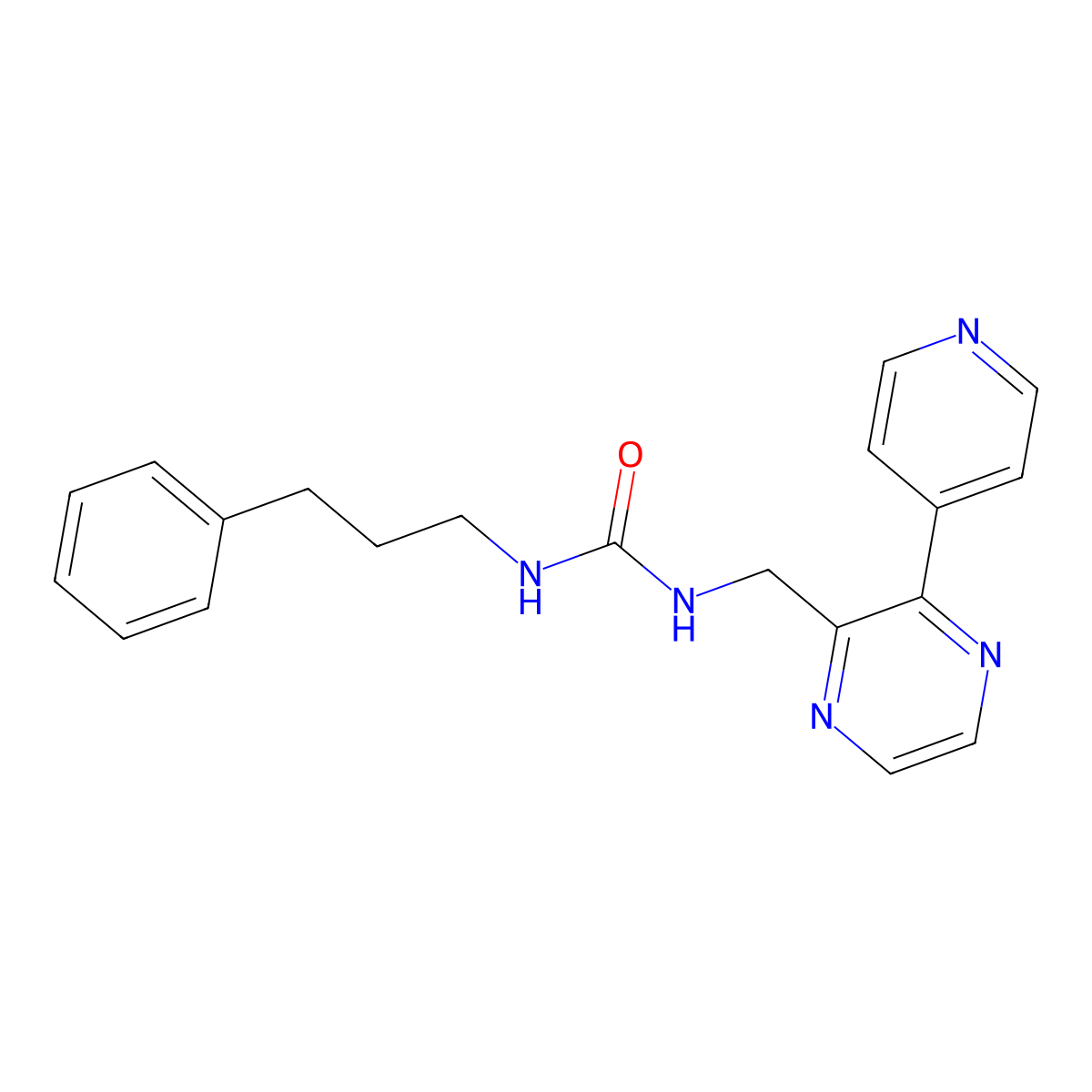 1-(3-Phenylpropyl)-3-{[3-(pyridin-4-yl)pyrazin-2-yl]methyl}urea molecular structure, CAS 2097859-94-2