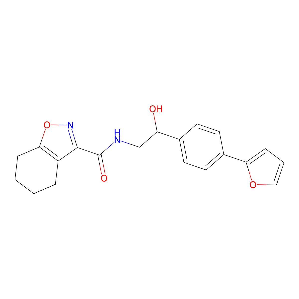N-{2-[4-(furan-2-yl)phenyl]-2-hydroxyethyl}-4,5,6,7-tetrahydro-1,2-benzoxazole-3-carboxamide molecular structure, CAS 2097859-95-3