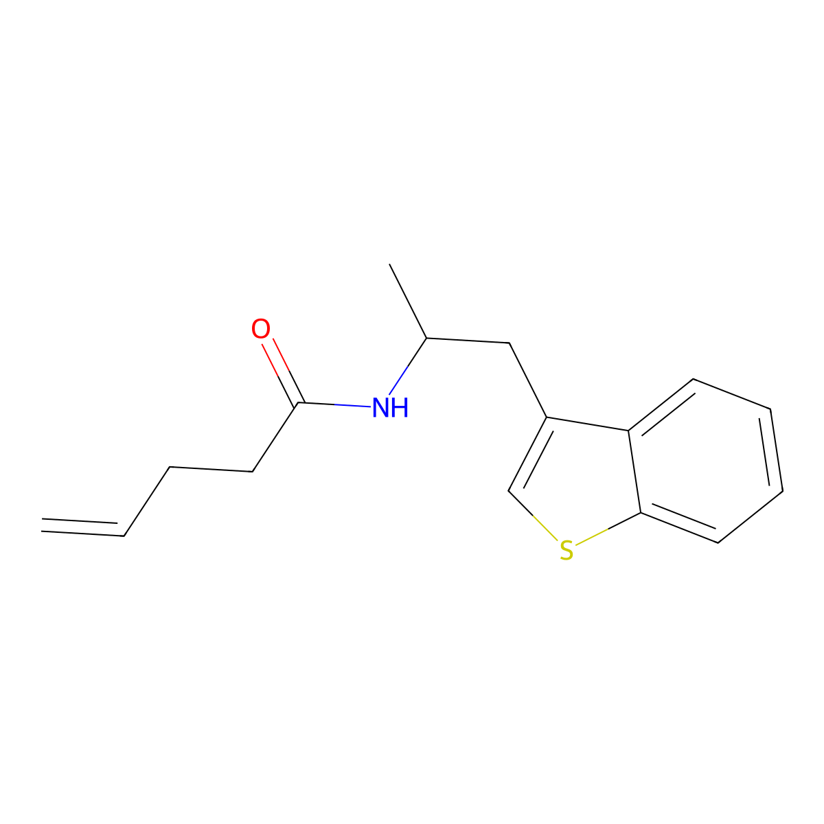 N-[1-(1-benzothiophen-3-yl)propan-2-yl]pent-4-enamide molecular structure, CAS 2097860-09-6