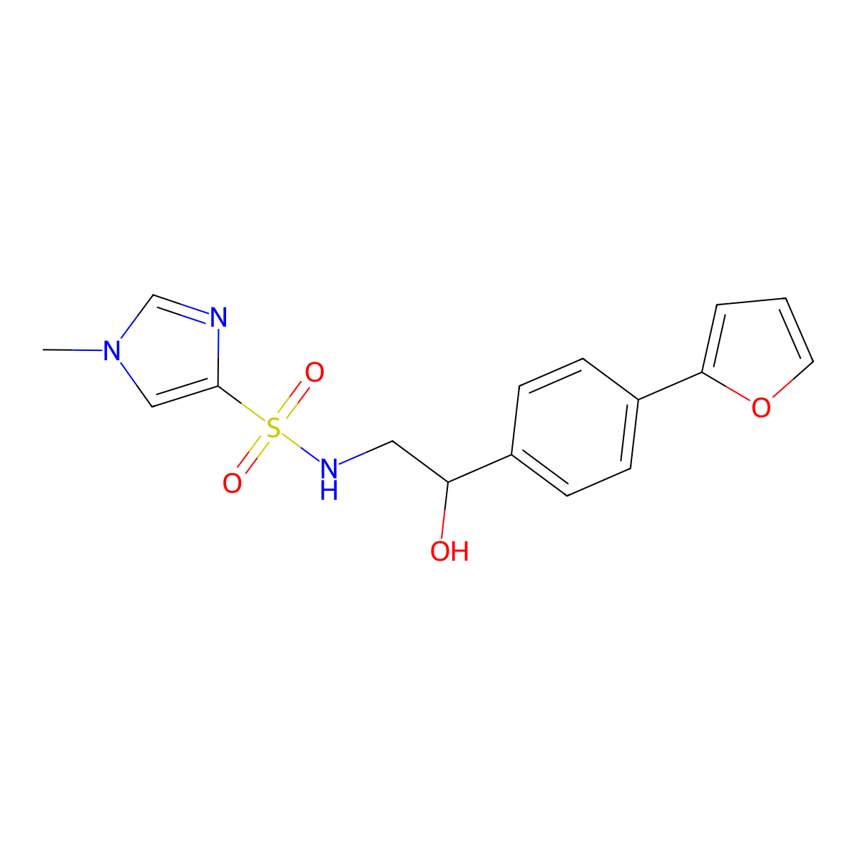 N-{2-[4-(furan-2-yl)phenyl]-2-hydroxyethyl}-1-methyl-1H-imidazole-4-sulfonamide molecular structure, CAS 2097860-12-1