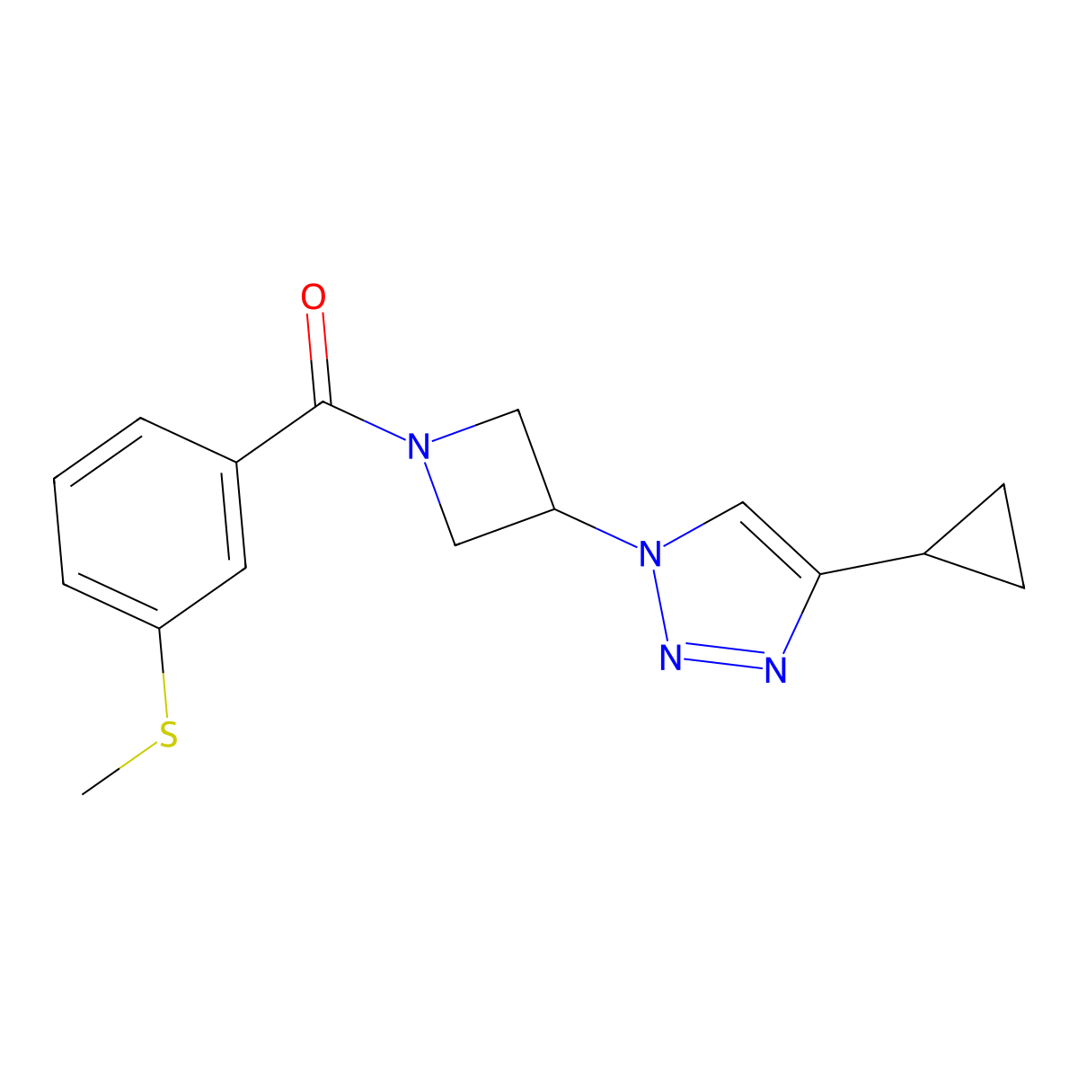 (3-(4-cyclopropyl-1H-1,2,3-triazol-1-yl)azetidin-1-yl)(3-(methylthio)phenyl)methanone molecular structure, CAS 2097860-18-7