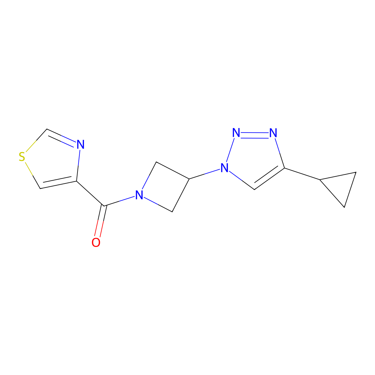 (3-(4-cyclopropyl-1H-1,2,3-triazol-1-yl)azetidin-1-yl)(thiazol-4-yl)methanone molecular structure, CAS 2097860-22-3