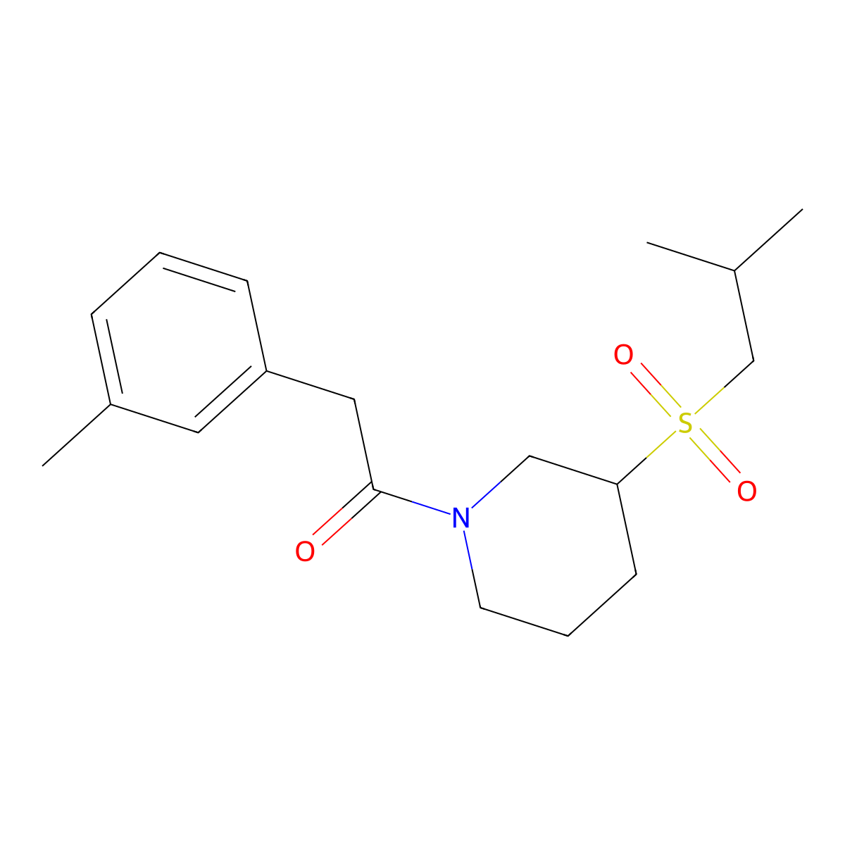 2-(3-Methylphenyl)-1-[3-(2-methylpropanesulfonyl)piperidin-1-yl]ethan-1-one molecular structure, CAS 2097860-26-7