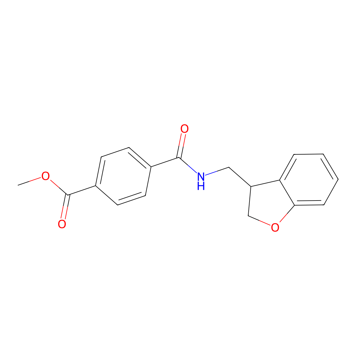 Methyl 4-{[(2,3-dihydro-1-benzofuran-3-yl)methyl]carbamoyl}benzoate molecular structure, CAS 2097860-28-9