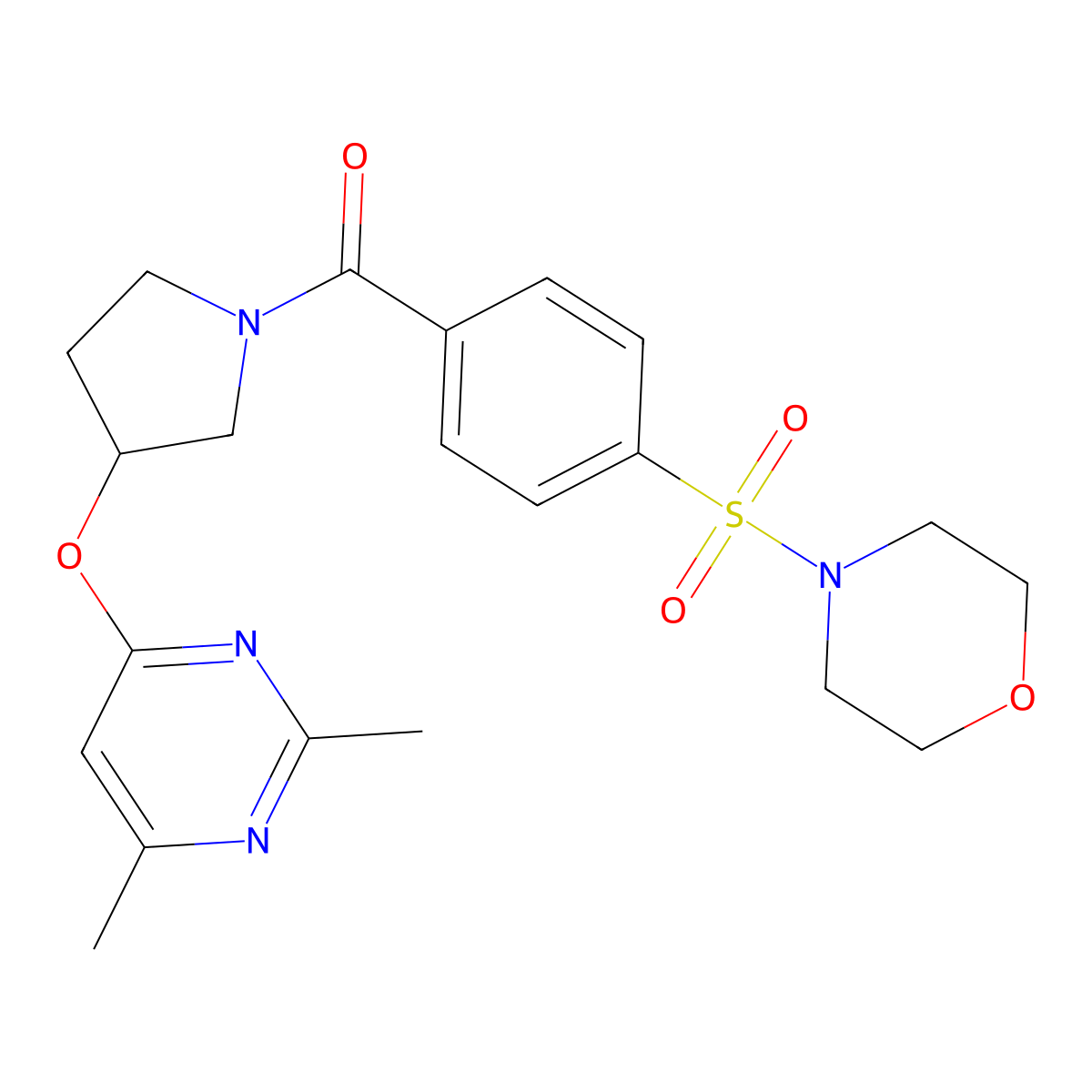 4-(4-{3-[(2,6-Dimethylpyrimidin-4-yl)oxy]pyrrolidine-1-carbonyl}benzenesulfonyl)morpholine molecular structure, CAS 2097860-32-5