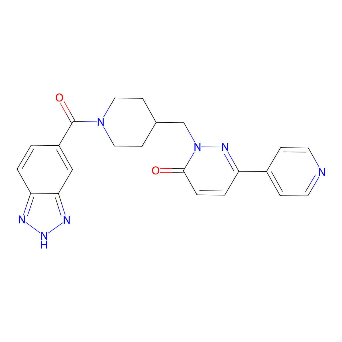 2-{[1-(1H-1,2,3-benzotriazole-5-carbonyl)piperidin-4-yl]methyl}-6-(pyridin-4-yl)-2,3-dihydropyridazin-3-one molecular structure, CAS 2097860-33-6