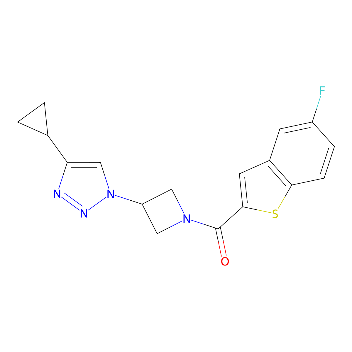 (3-(4-cyclopropyl-1H-1,2,3-triazol-1-yl)azetidin-1-yl)(5-fluorobenzo[b]thiophen-2-yl)methanone molecular structure, CAS 2097860-35-8