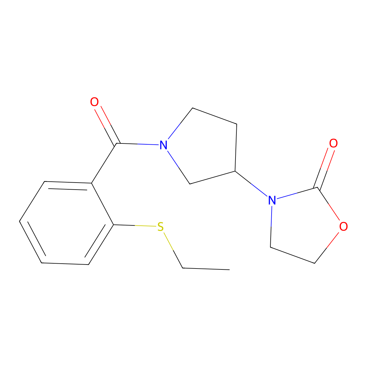 3-{1-[2-(Ethylsulfanyl)benzoyl]pyrrolidin-3-yl}-1,3-oxazolidin-2-one molecular structure, CAS 2097860-40-5