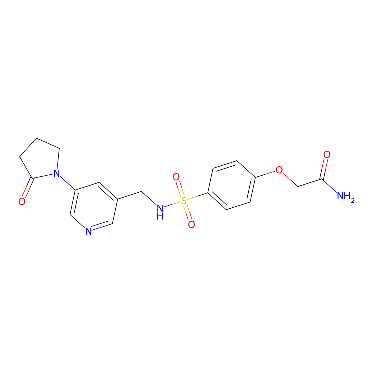2-[4-({[5-(2-Oxopyrrolidin-1-yl)pyridin-3-yl]methyl}sulfamoyl)phenoxy]acetamide molecular structure, CAS 2097860-43-8