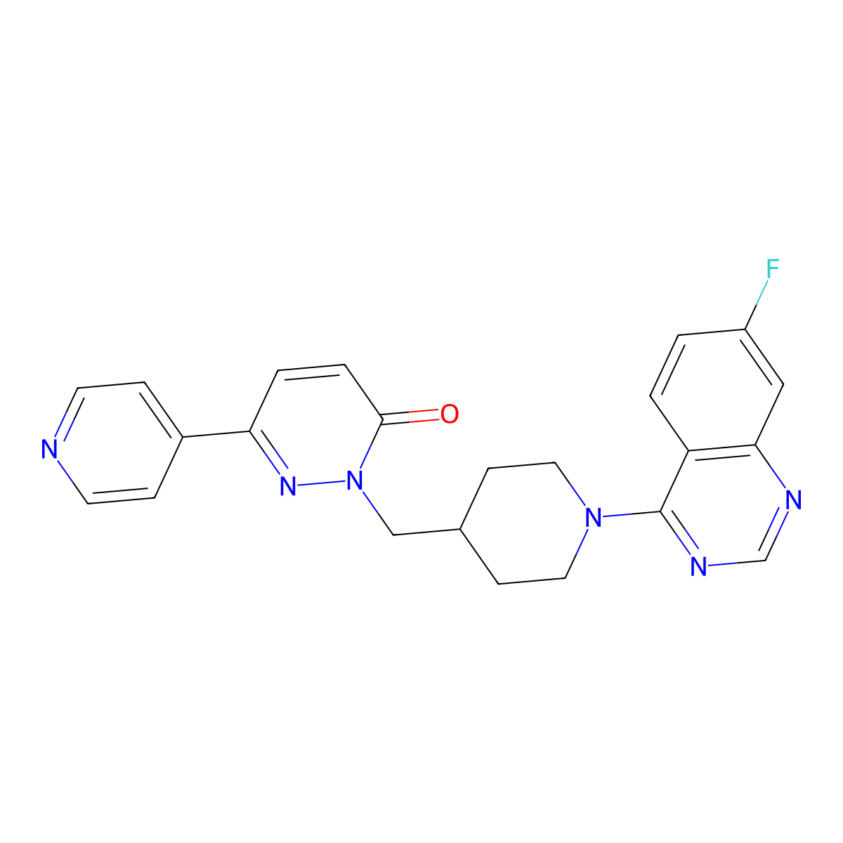 2-{[1-(7-Fluoroquinazolin-4-yl)piperidin-4-yl]methyl}-6-(pyridin-4-yl)-2,3-dihydropyridazin-3-one molecular structure, CAS 2097860-44-9