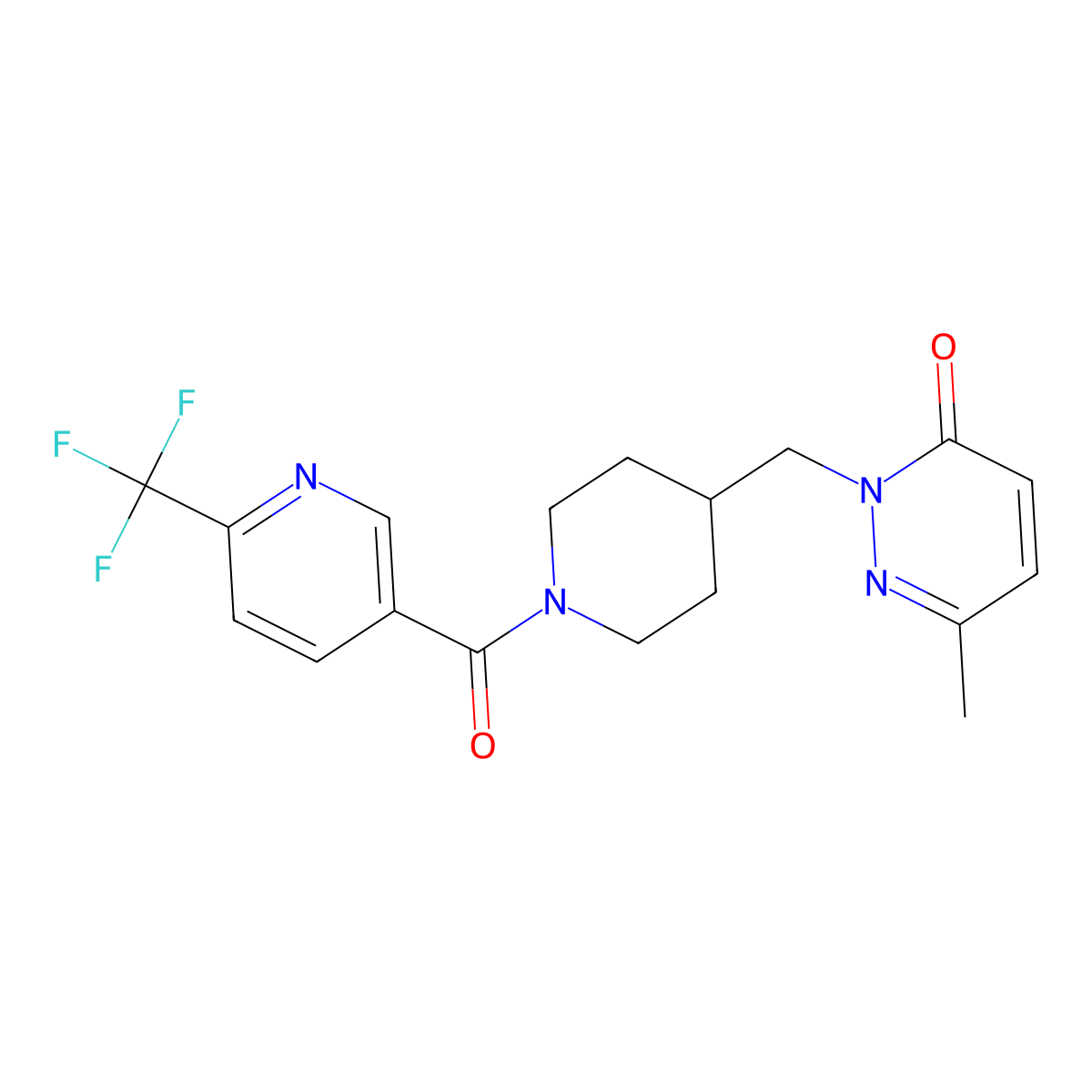 6-Methyl-2-({1-[6-(trifluoromethyl)pyridine-3-carbonyl]piperidin-4-yl}methyl)-2,3-dihydropyridazin-3-one molecular structure, CAS 2097860-49-4