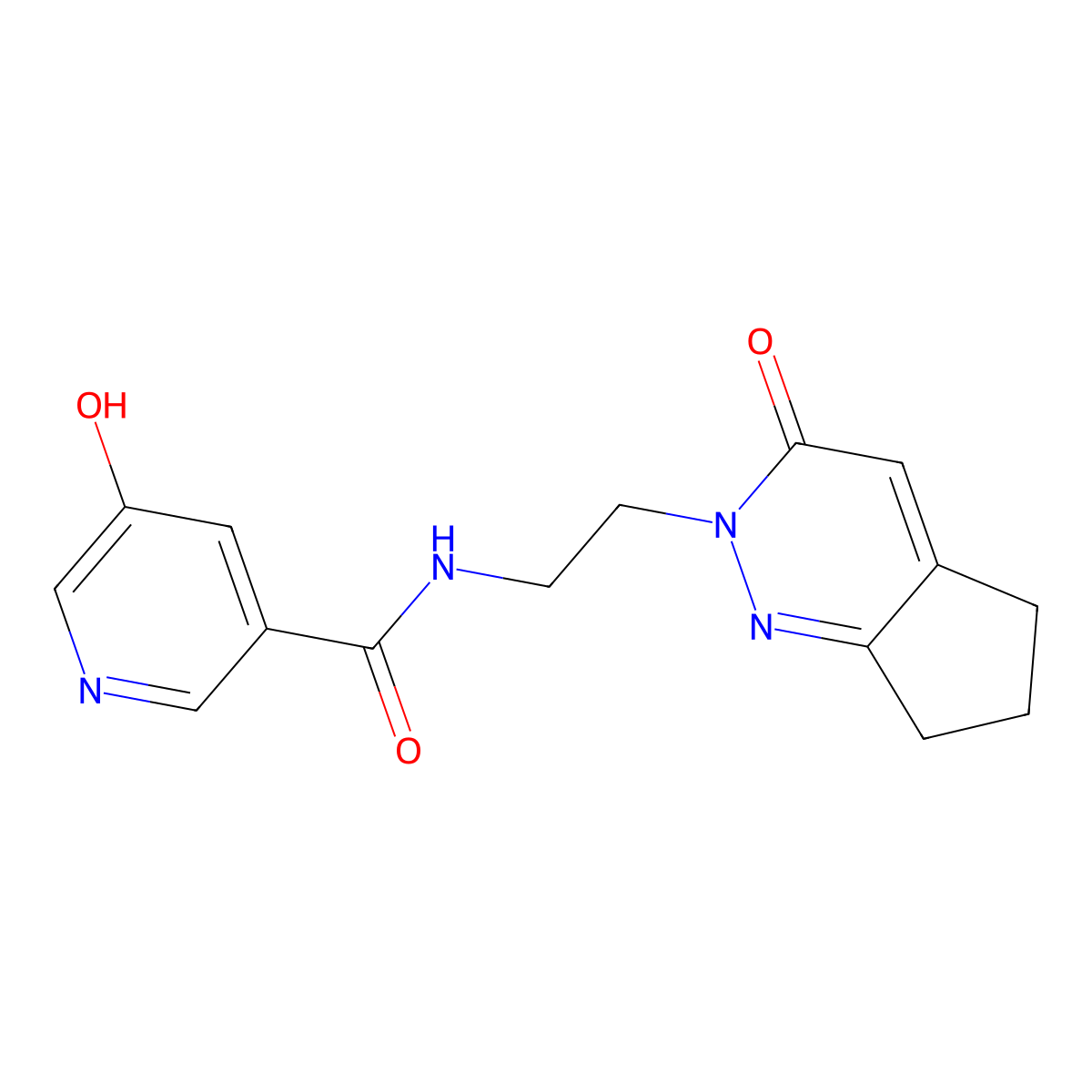 5-hydroxy-N-(2-(3-oxo-3,5,6,7-tetrahydro-2H-cyclopenta[c]pyridazin-2-yl)ethyl)nicotinamide molecular structure, CAS 2097860-51-8