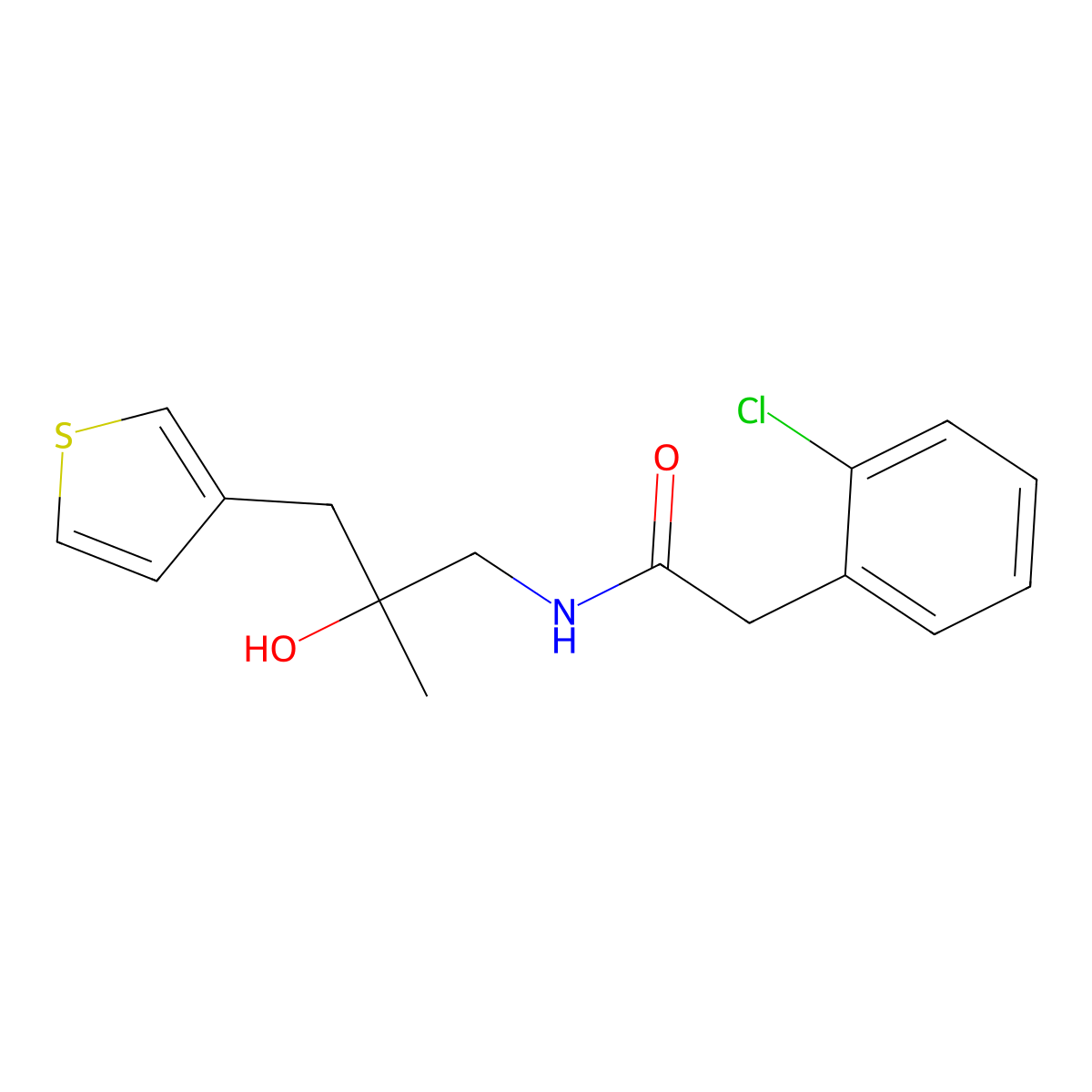 2-(2-chlorophenyl)-N-{2-hydroxy-2-[(thiophen-3-yl)methyl]propyl}acetamide molecular structure, CAS 2097860-52-9