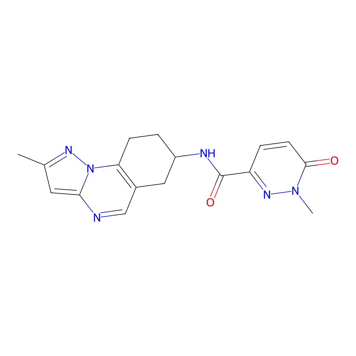 1-methyl-N-{2-methyl-6H,7H,8H,9H-pyrazolo[1,5-a]quinazolin-7-yl}-6-oxo-1,6-dihydropyridazine-3-carboxamide molecular structure, CAS 2097860-59-6
