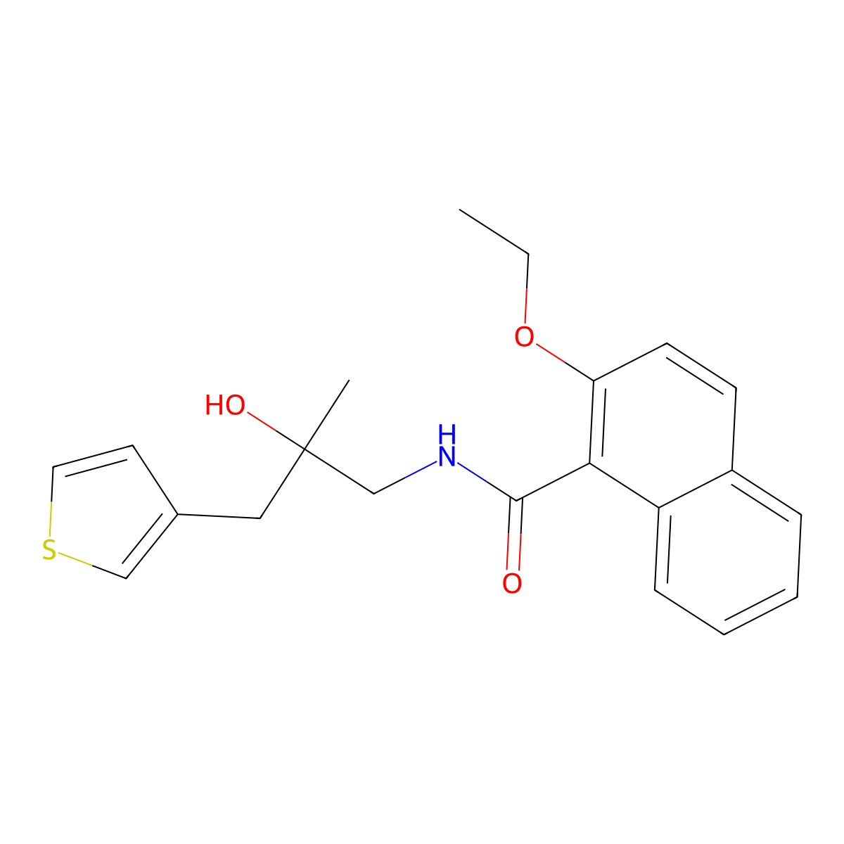 2-ethoxy-N-{2-hydroxy-2-[(thiophen-3-yl)methyl]propyl}naphthalene-1-carboxamide molecular structure, CAS 2097860-61-0