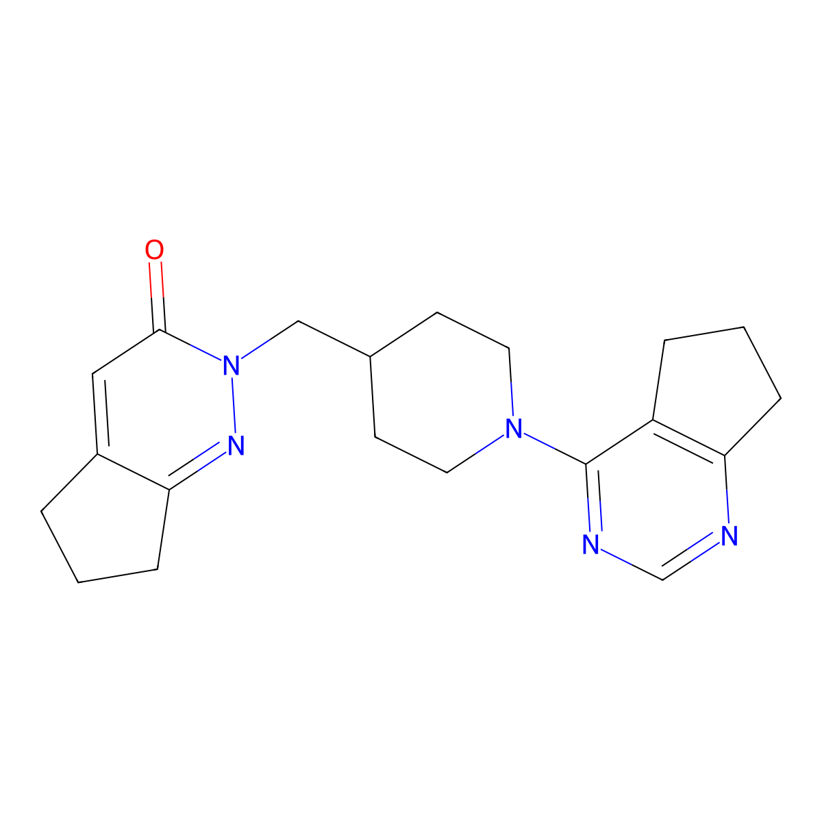 2-[(1-{5H,6H,7H-cyclopenta[d]pyrimidin-4-yl}piperidin-4-yl)methyl]-2H,3H,5H,6H,7H-cyclopenta[c]pyridazin-3-one molecular structure, CAS 2097860-62-1