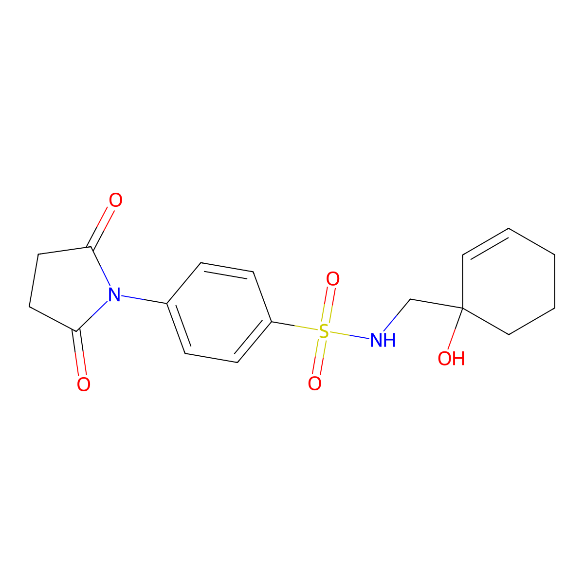 4-(2,5-dioxopyrrolidin-1-yl)-N-[(1-hydroxycyclohex-2-en-1-yl)methyl]benzene-1-sulfonamide molecular structure, CAS 2097860-63-2