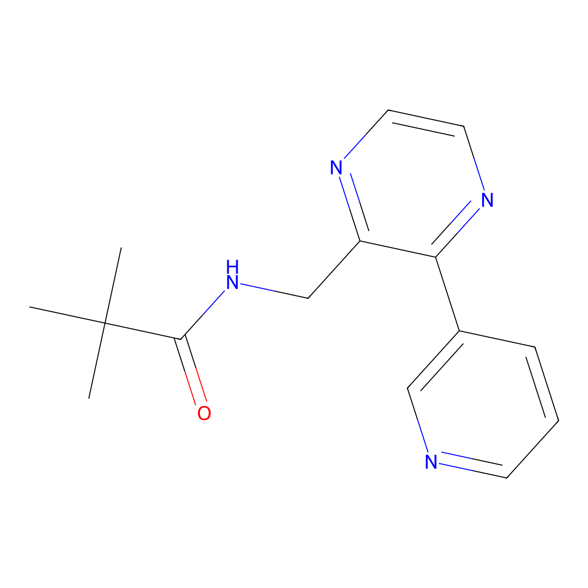 2,2-dimethyl-N-{[3-(pyridin-3-yl)pyrazin-2-yl]methyl}propanamide molecular structure, CAS 2097860-64-3