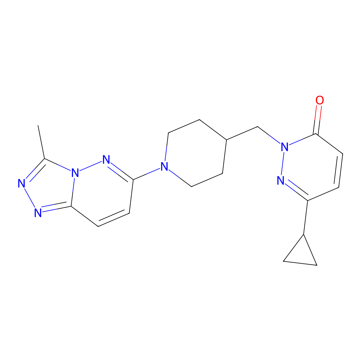 6-Cyclopropyl-2-[(1-{3-methyl-[1,2,4]triazolo[4,3-b]pyridazin-6-yl}piperidin-4-yl)methyl]-2,3-dihydropyridazin-3-one molecular structure, CAS 2097860-65-4