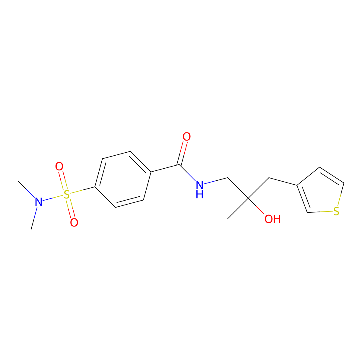 4-(dimethylsulfamoyl)-N-{2-hydroxy-2-[(thiophen-3-yl)methyl]propyl}benzamide molecular structure, CAS 2097860-70-1