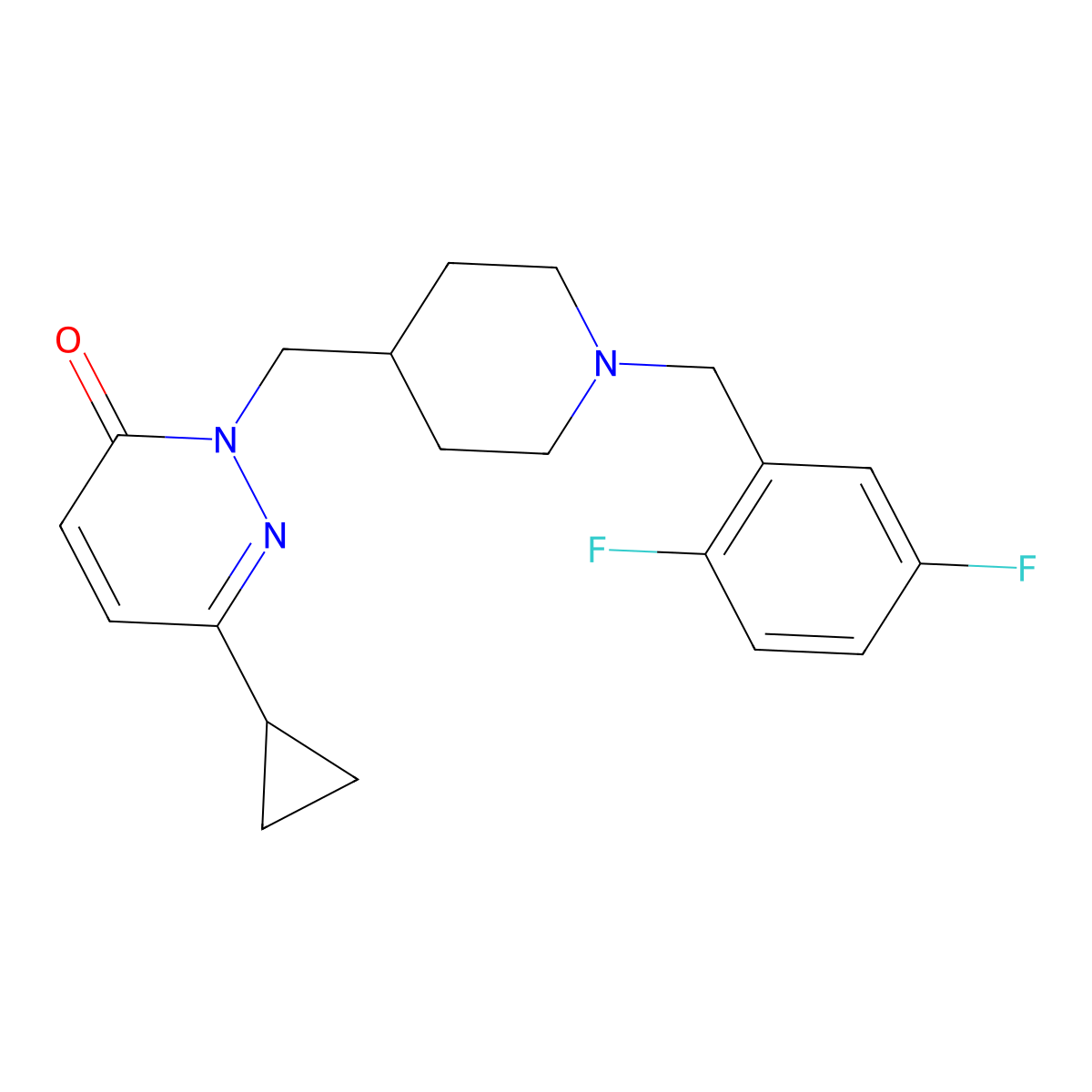 6-Cyclopropyl-2-({1-[(2,5-difluorophenyl)methyl]piperidin-4-yl}methyl)-2,3-dihydropyridazin-3-one molecular structure, CAS 2097860-71-2